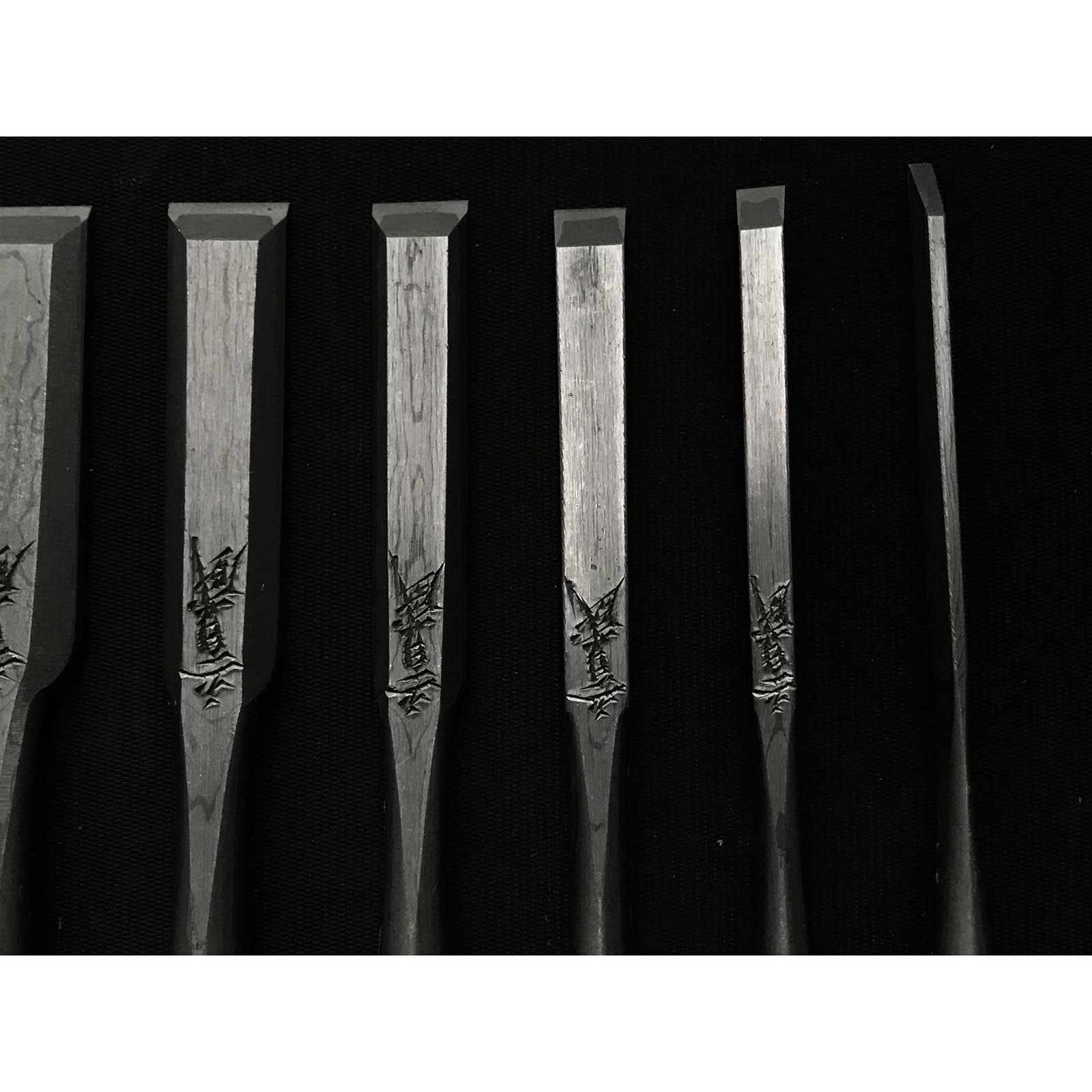 五百蔵作 木目追入組鑿 紫檀柄 Ioroi Mokume Bench chisels set (Oirenomi)
