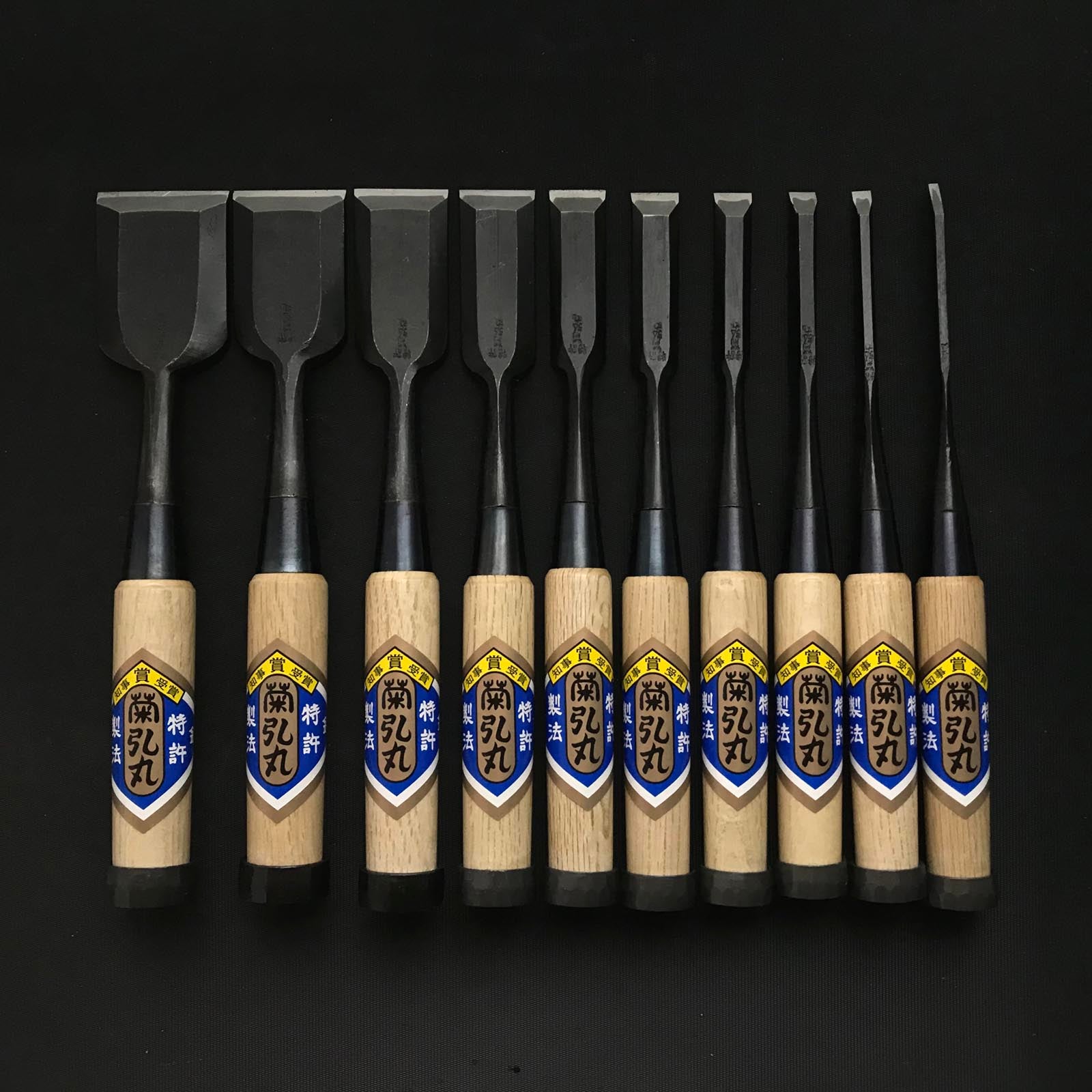 Kikuhiromaru Bench chisels set #2(Oirenomi) with wooden box 菊弘丸 追入組鑿 桐箱付