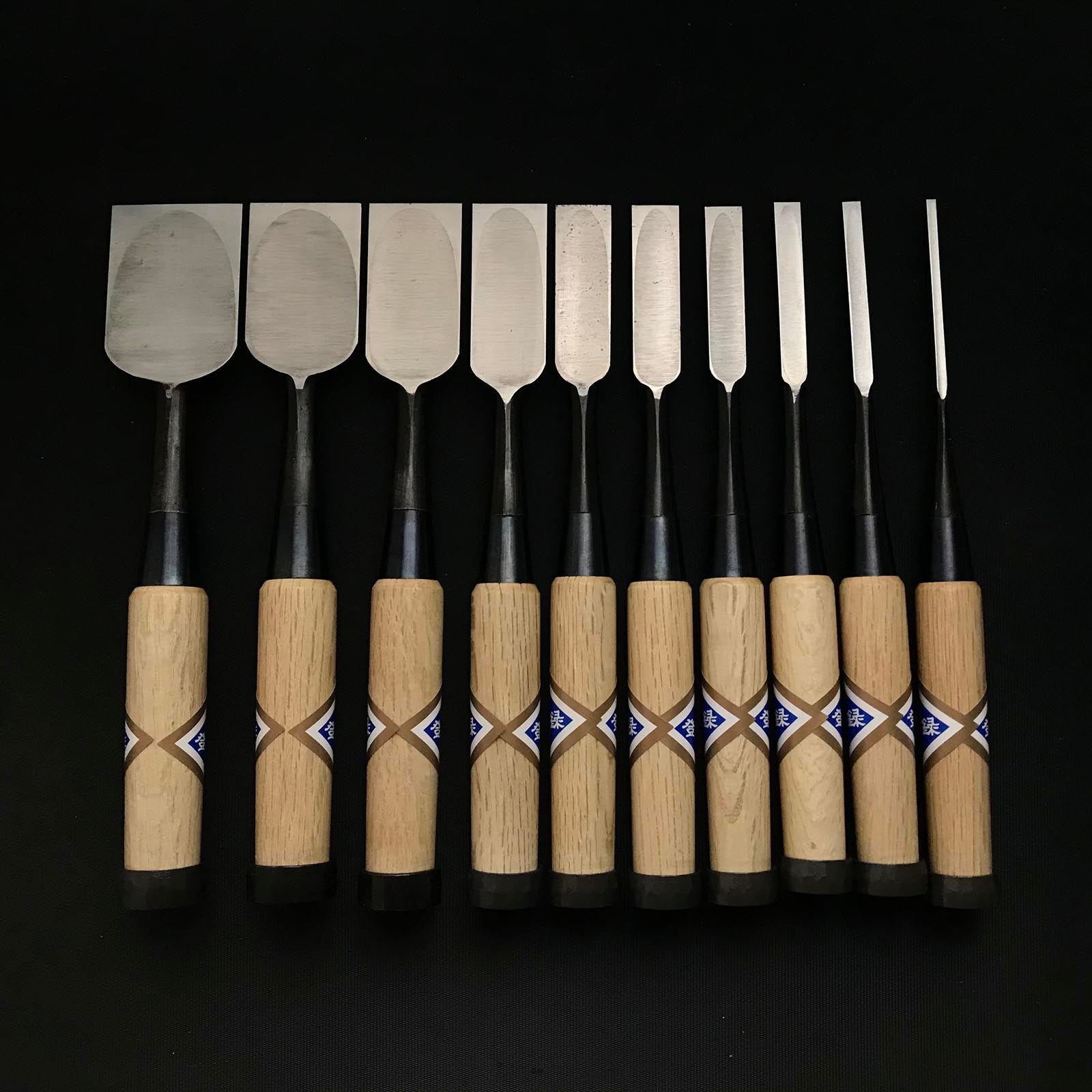 Kikuhiromaru Bench chisels set #2(Oirenomi) with wooden box 菊弘丸 追入組鑿 桐箱付