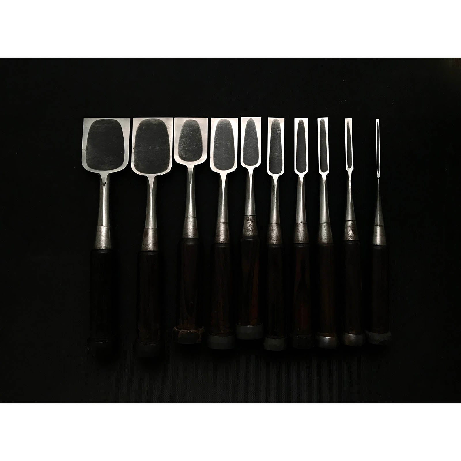 Used Hidari Ichihiro Bench chisels set 中古 左市弘 追入組鑿 Oirenomi