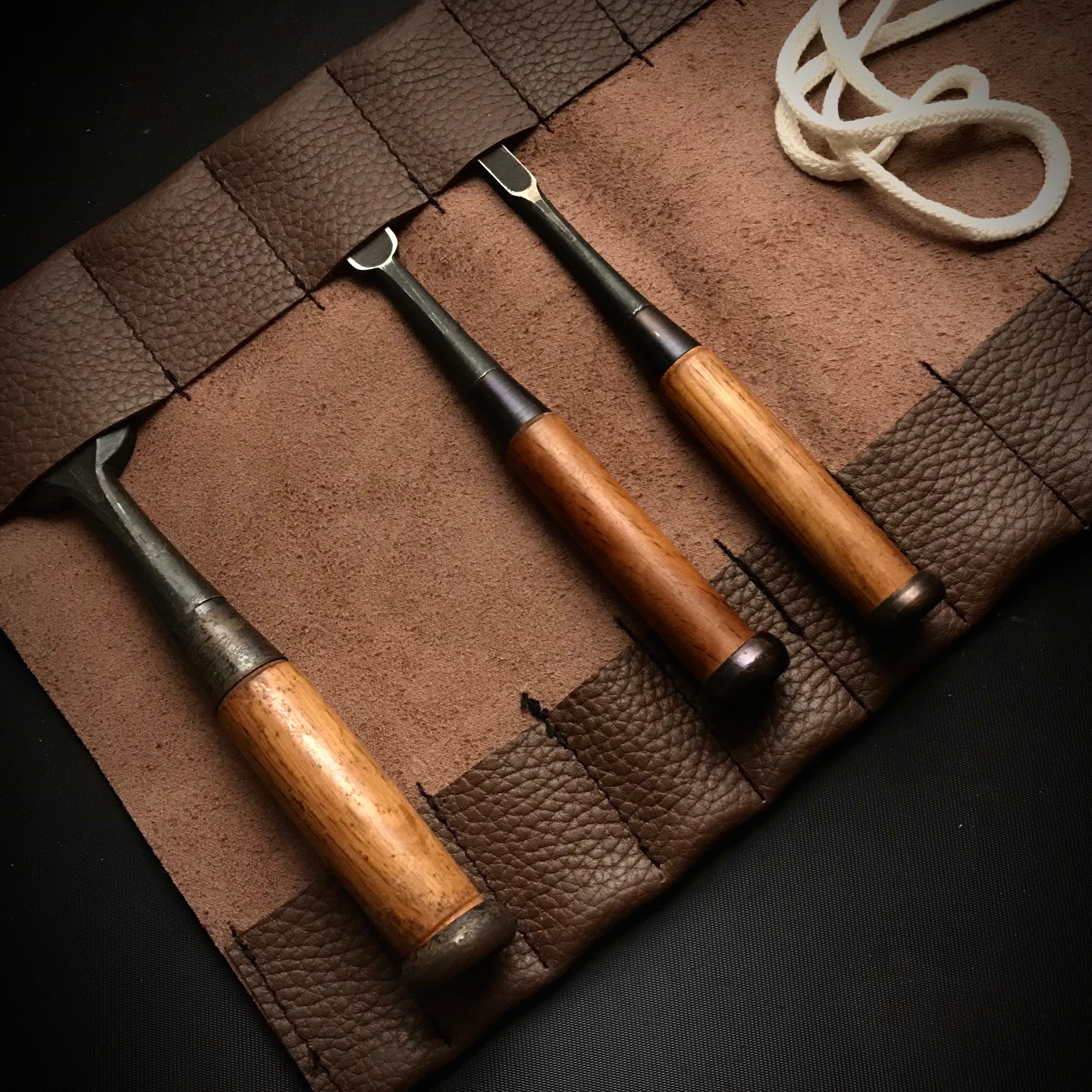 Chisel Leather Roll Bag For bench chisels / 鑿巻き 追入鑿用 本革製