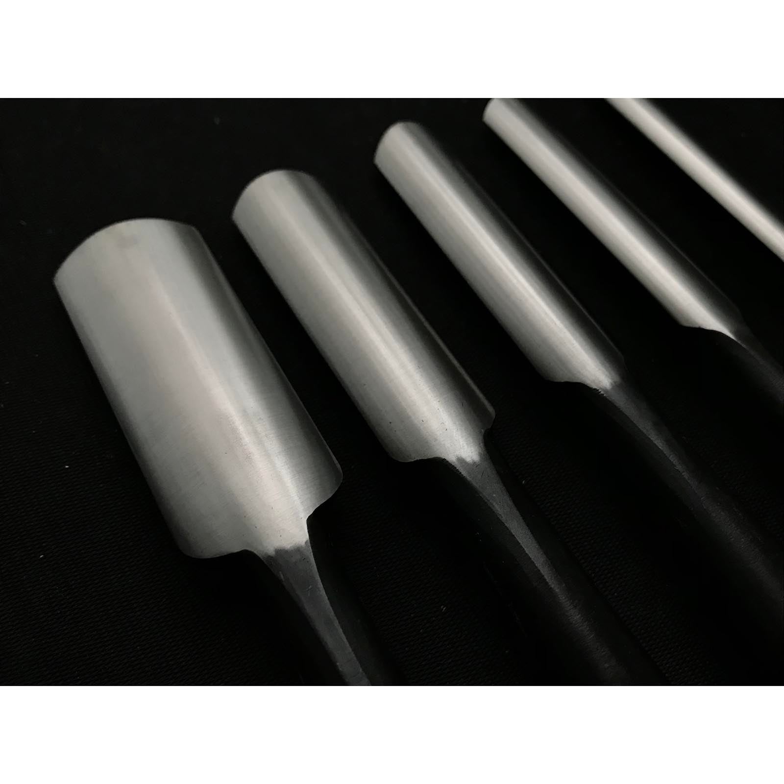 Old stock Kunikei Soto maru chisels set by Ikeda Yoshiro 掘出し物 池田慶郎氏 三代目国慶作 外丸鑿5本組 Sotomarunomi