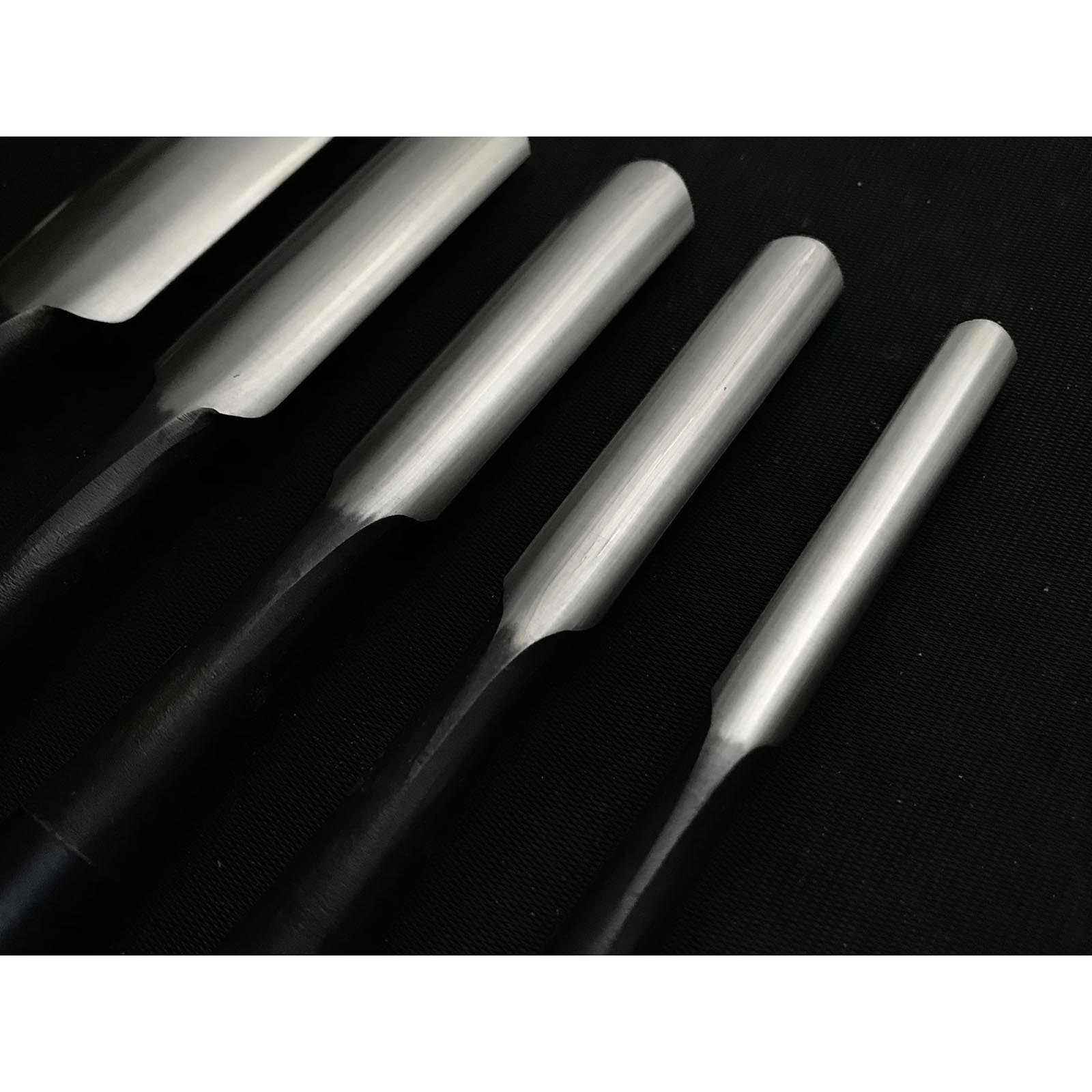 Old stock Kunikei Soto maru chisels set by Ikeda Yoshiro 掘出し物 池田慶郎氏 三代目国慶作 外丸鑿5本組 Sotomarunomi