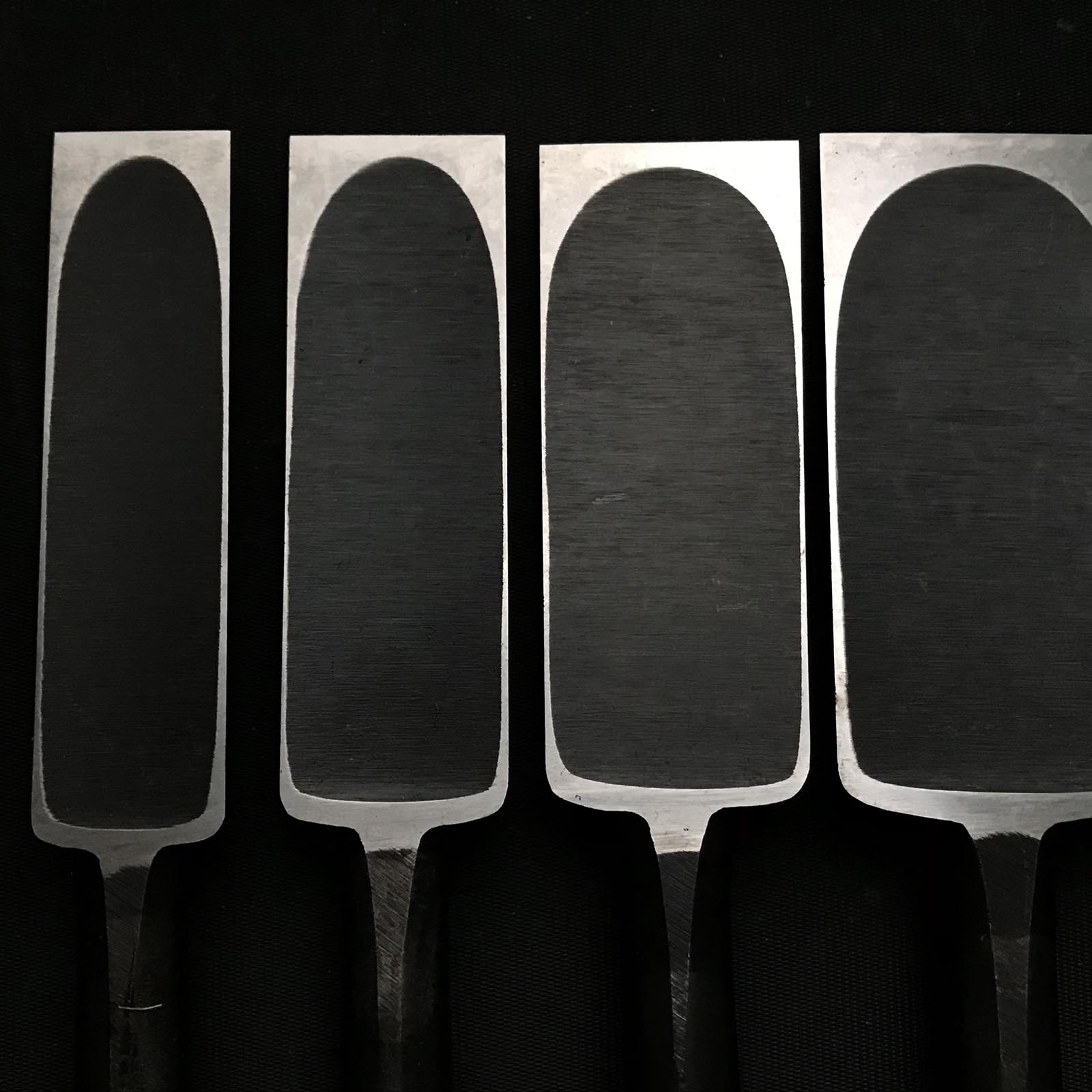 Old stock Kuniaki Timber chisels set with White steel 掘出し物 国明 叩鑿6本組 Tatakinomi