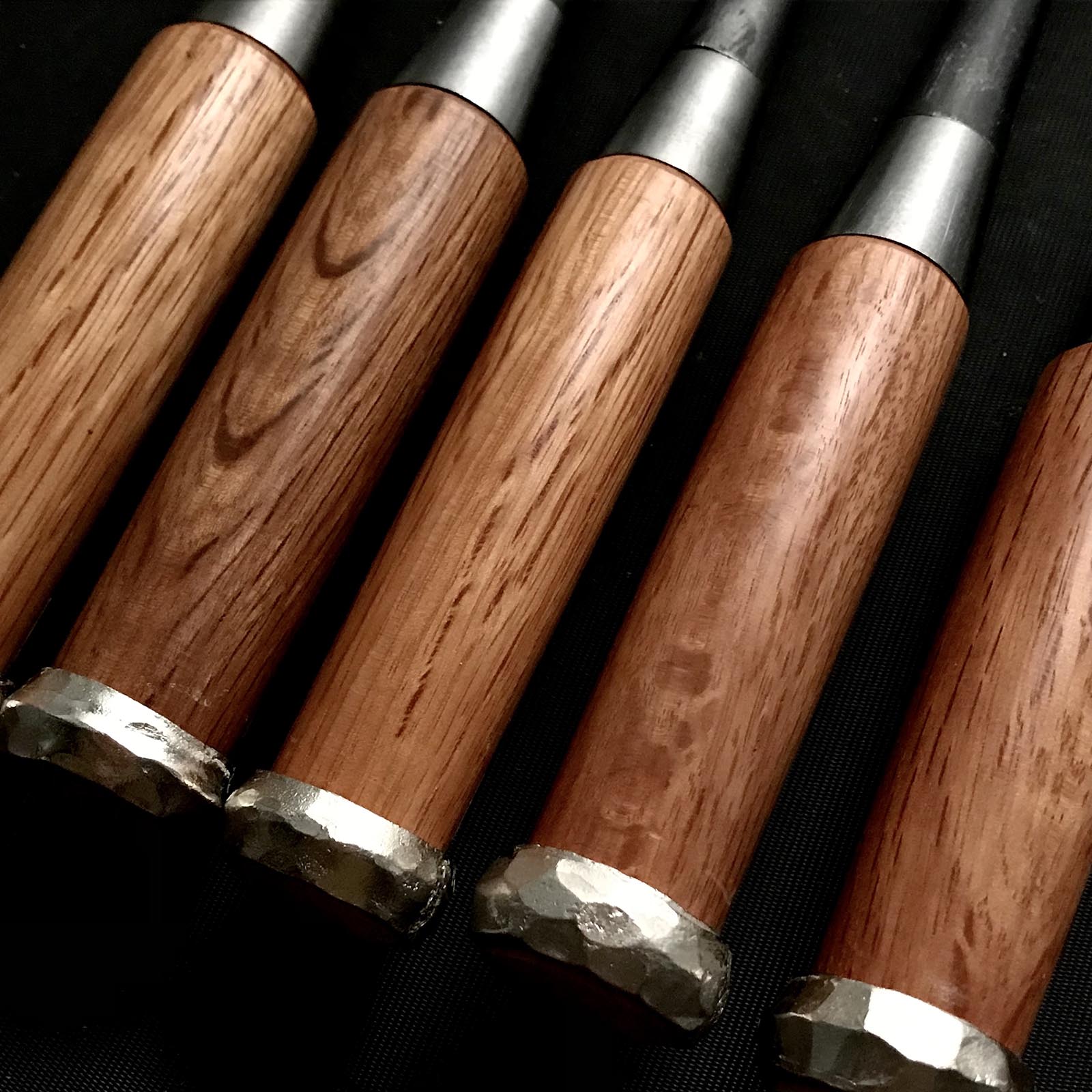 Old stock Kuniaki Timber chisels set with White steel 掘出し物 国明 叩鑿6本組 Tatakinomi