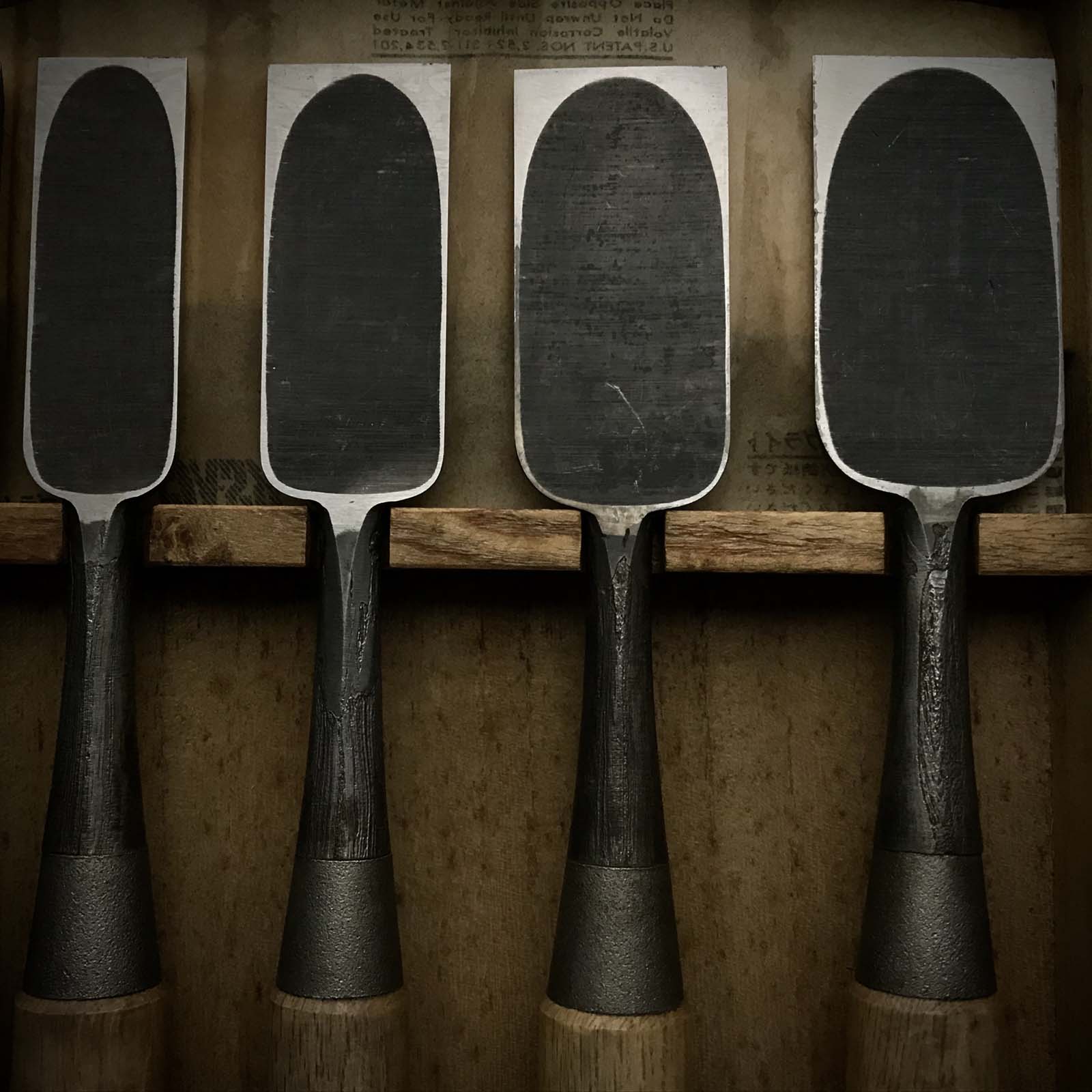 Kanehiro Timber chisels set with Traditional Japanese iron 兼弘 和鉄 叩き組鑿 六本組 Unused Tatakinomi