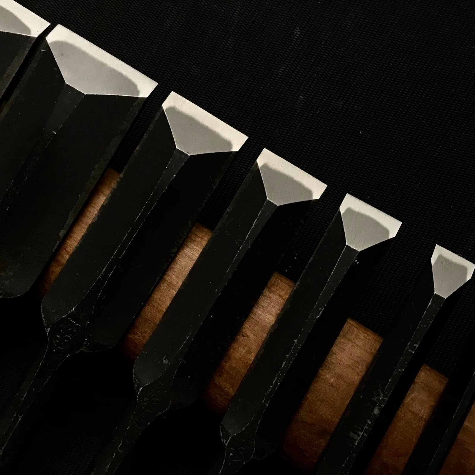 Old stock Tenhiro Dovetail Bench chisels set Rosewood handle 天弘 山崎信次作 鎬型追入10本組鑿 紫檀柄 Shinoginomi