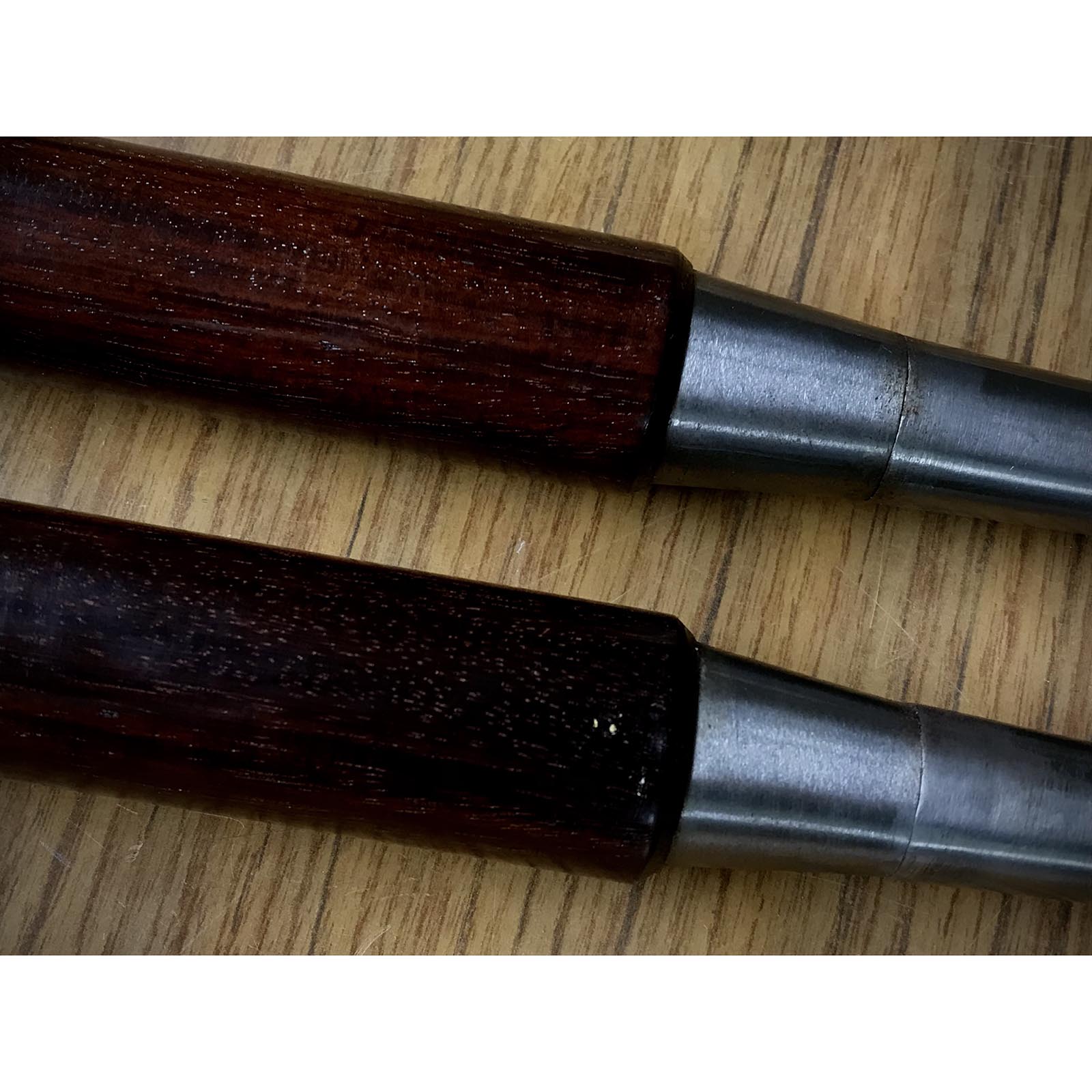 Old stock Kanemitsu Special made Slick Chisels set 掘出し物 兼光特製 龍虎彫 本突き組鑿 朱丹柄 48,24mm Ootsuki-nomi, Hontsuki-Nomi