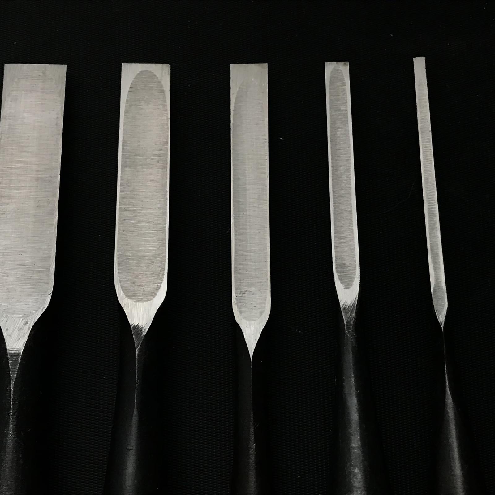 Kitsune Bench chisels set by Isono Nobuo 磯野信夫作 狐 追入組鑿 赤樫柄 Oirenomi