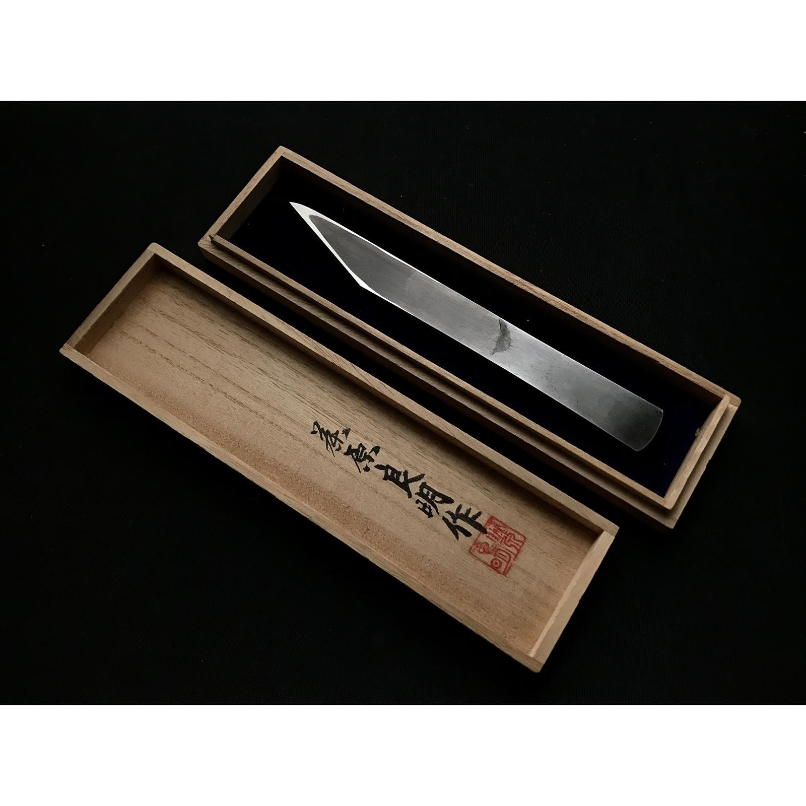 Old stock Fujiwara Yoshiaki Kiridashi Kokatana 掘出し物 藤原良明作 加藤清志氏 梨地切出小刀 右 21mm