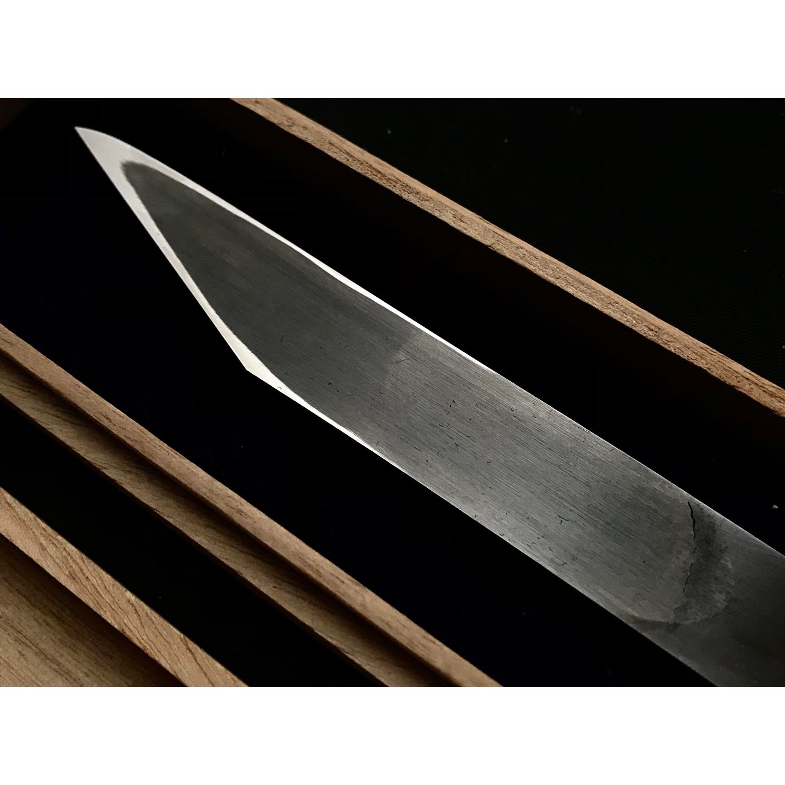 Old stock Fujiwara Yoshiaki Kiridashi Kokatana 掘出し物 藤原良明作 加藤清志氏 梨地切出小刀 右 21mm