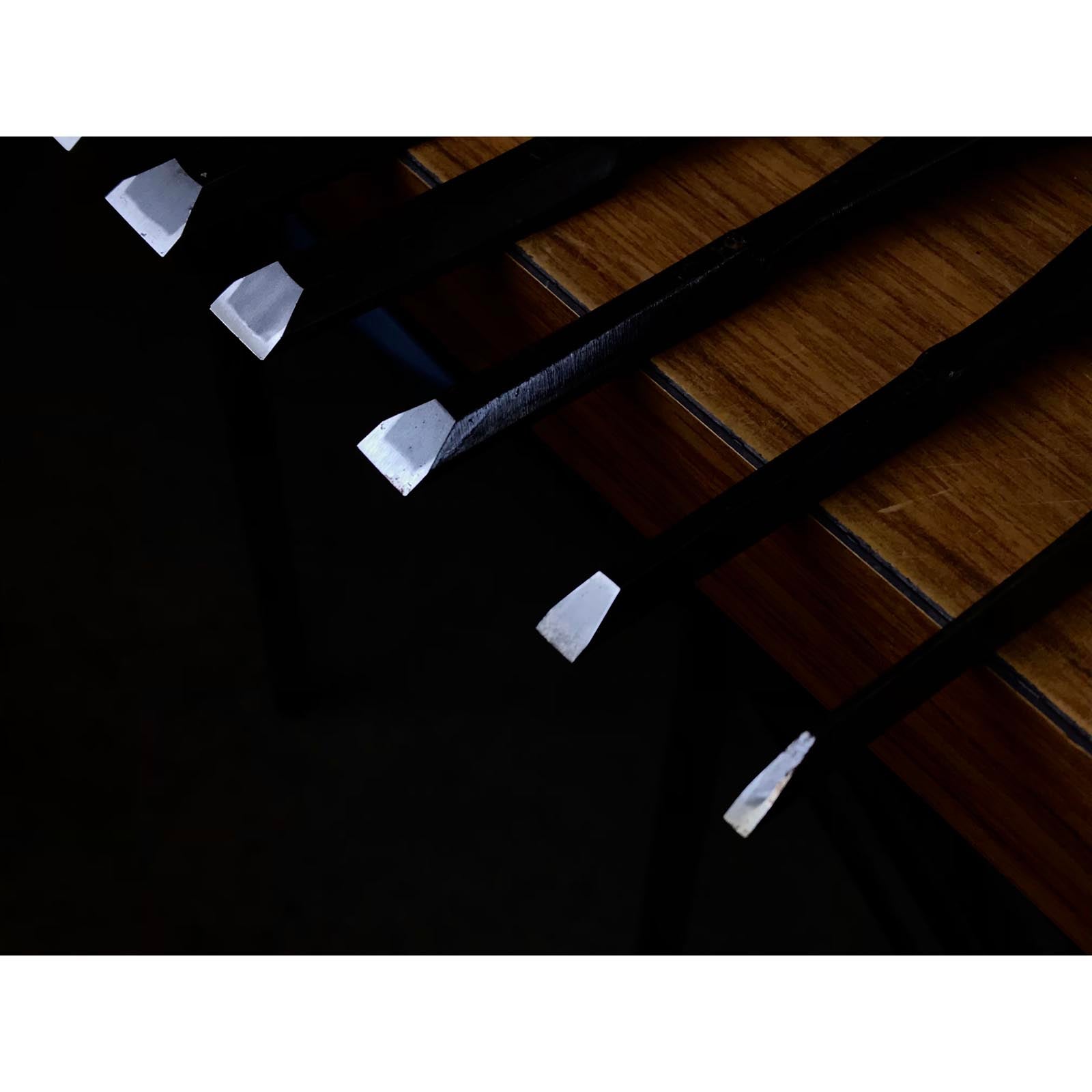 Old stock Osahiro (Nagahiro) Bench chisels set 掘出し物 長弘 追入組鑿 10本組 紫檀柄 Oirenomi