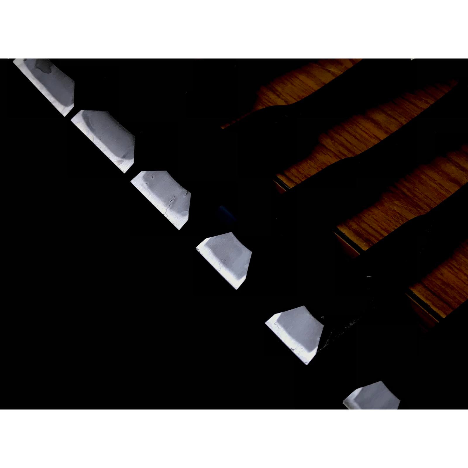 Old stock Osahiro (Nagahiro) Bench chisels set 掘出し物 長弘 追入組鑿 10本組 紫檀柄 Oirenomi