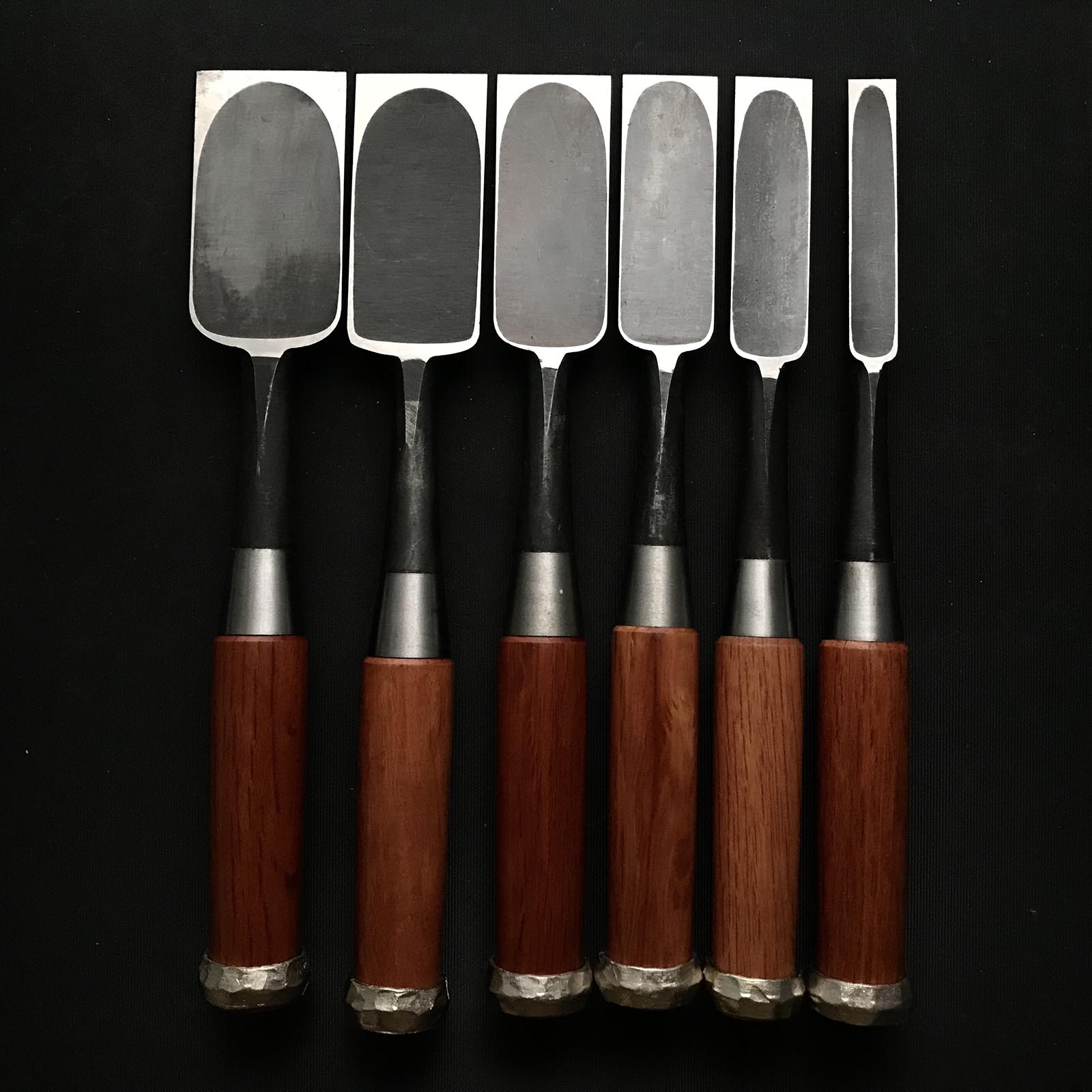 Old stock #1 Korehiro Timber chisels set with White steel 掘出し物 是弘 叩鑿6本組 Tatakinomi