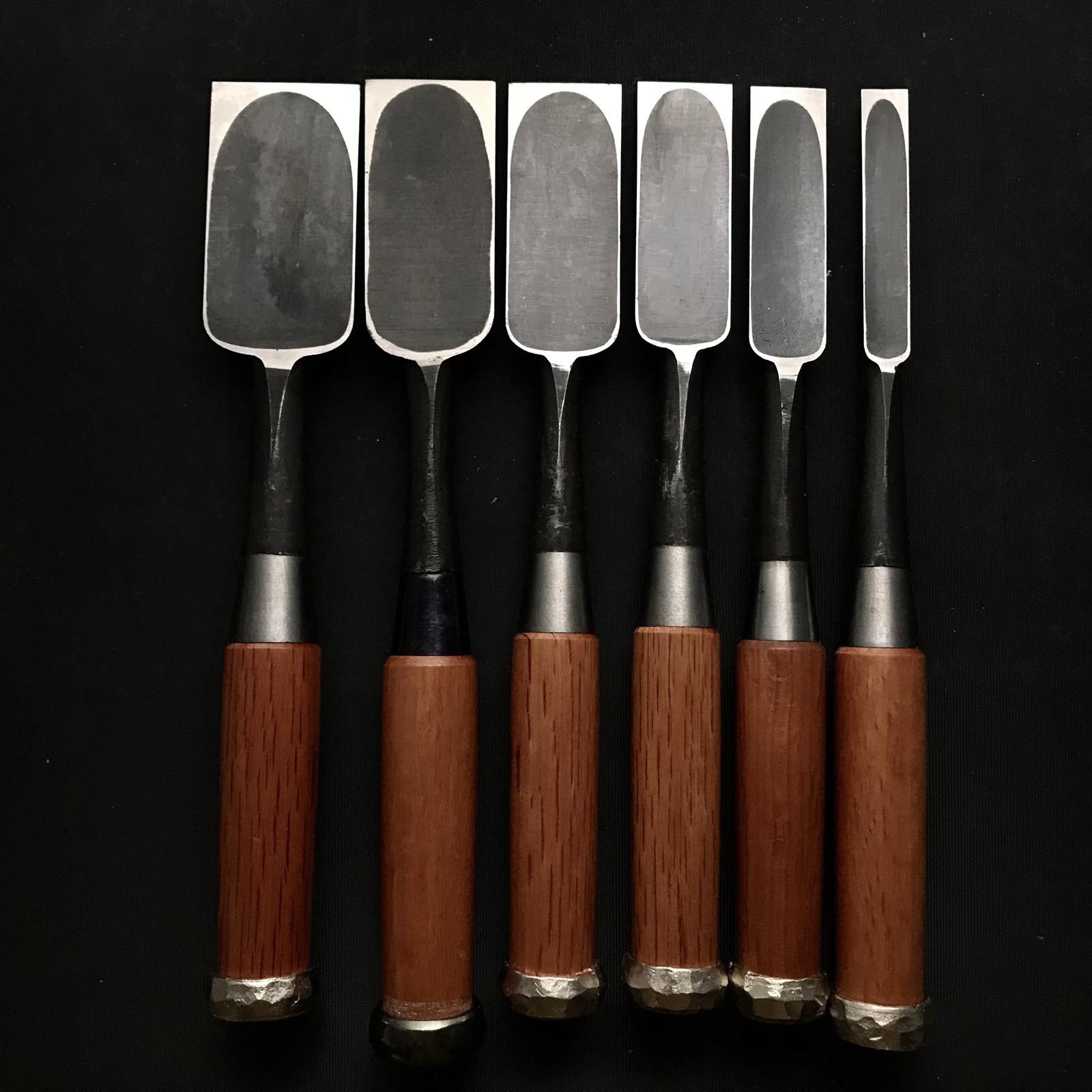 Old stock #3 Korehiro Timber chisels set with White steel 掘出し物 是弘 叩鑿6本組 Tatakinomi