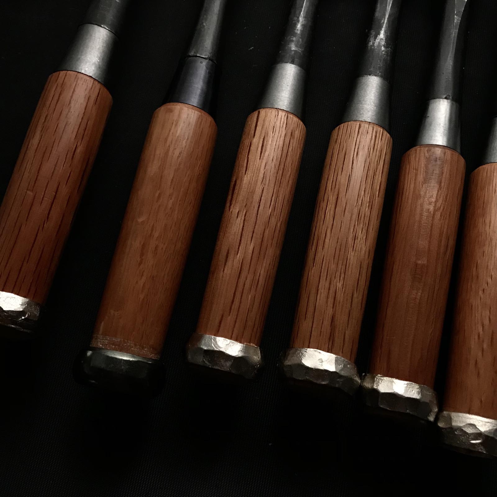 Old stock #3 Korehiro Timber chisels set with White steel 掘出し物 是弘 叩鑿6本組 Tatakinomi