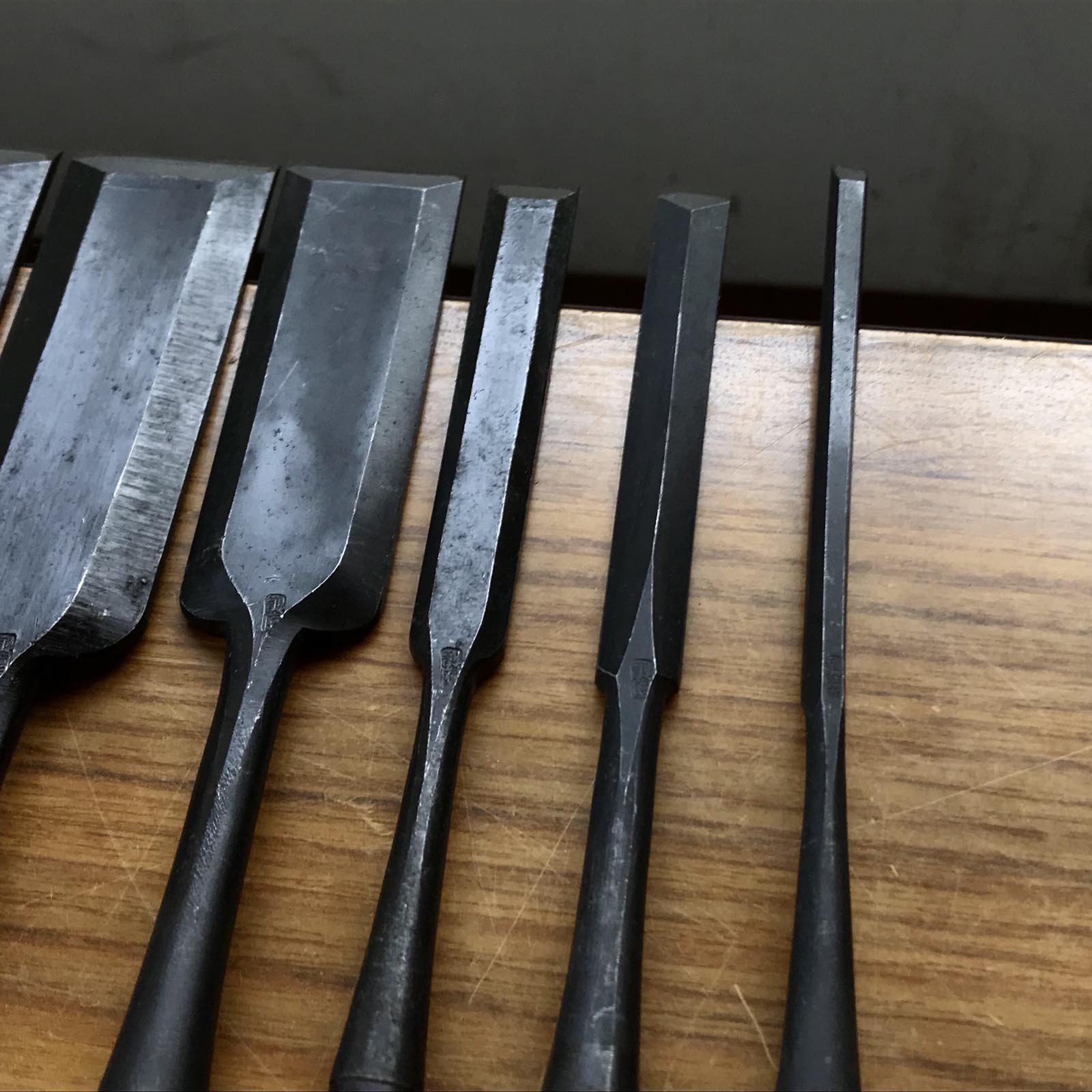 Old stock Kunitsuru Paring chisels with white steel 掘出し物 國鶴 薄鑿 Usunomi 9,12,15,30,36,42,48mm