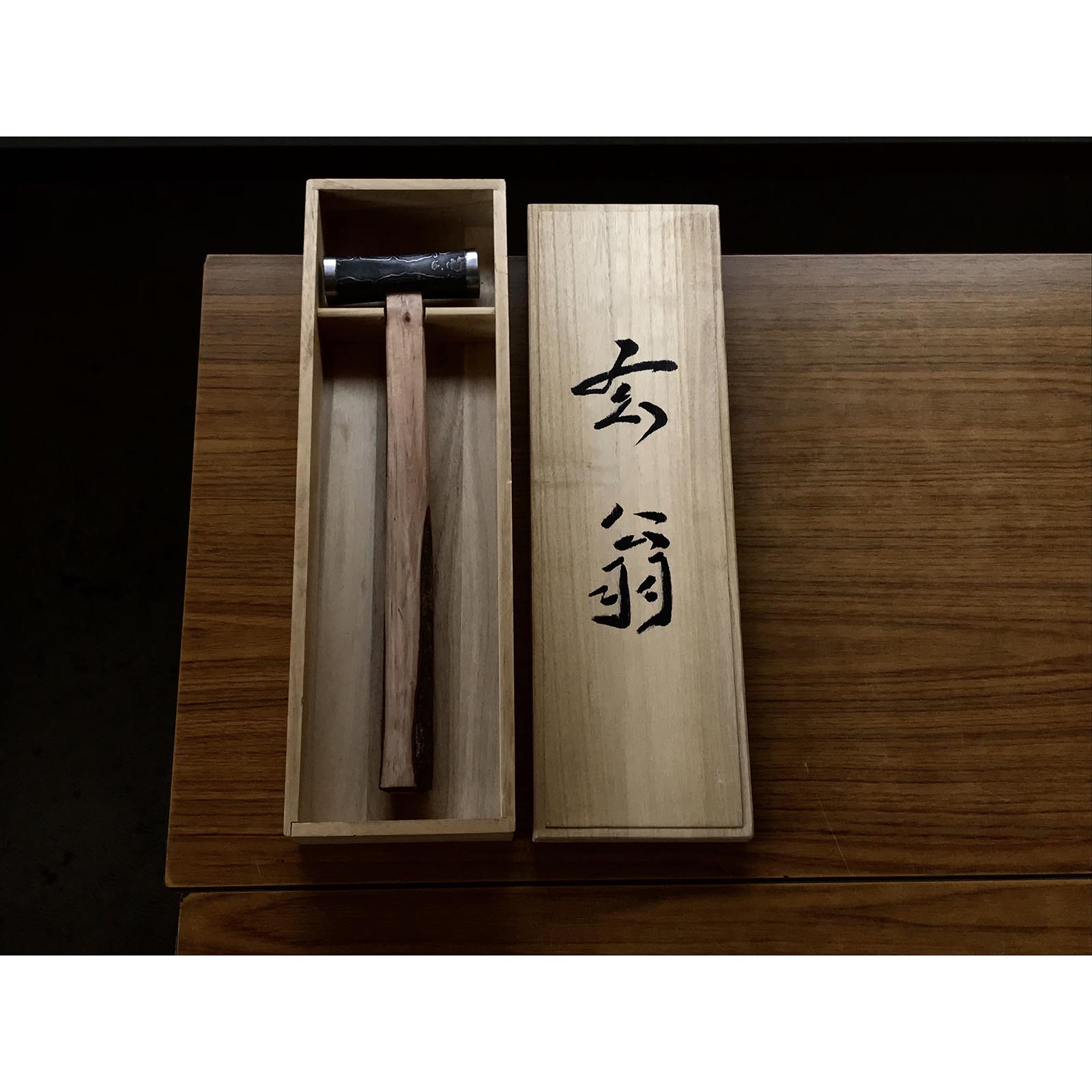 Old stock Masatsura Black Damascus Hand made Pasting steel Square Hammers 掘出し物 馬場正行 鋼付四角玄翁 黒木目 150匁