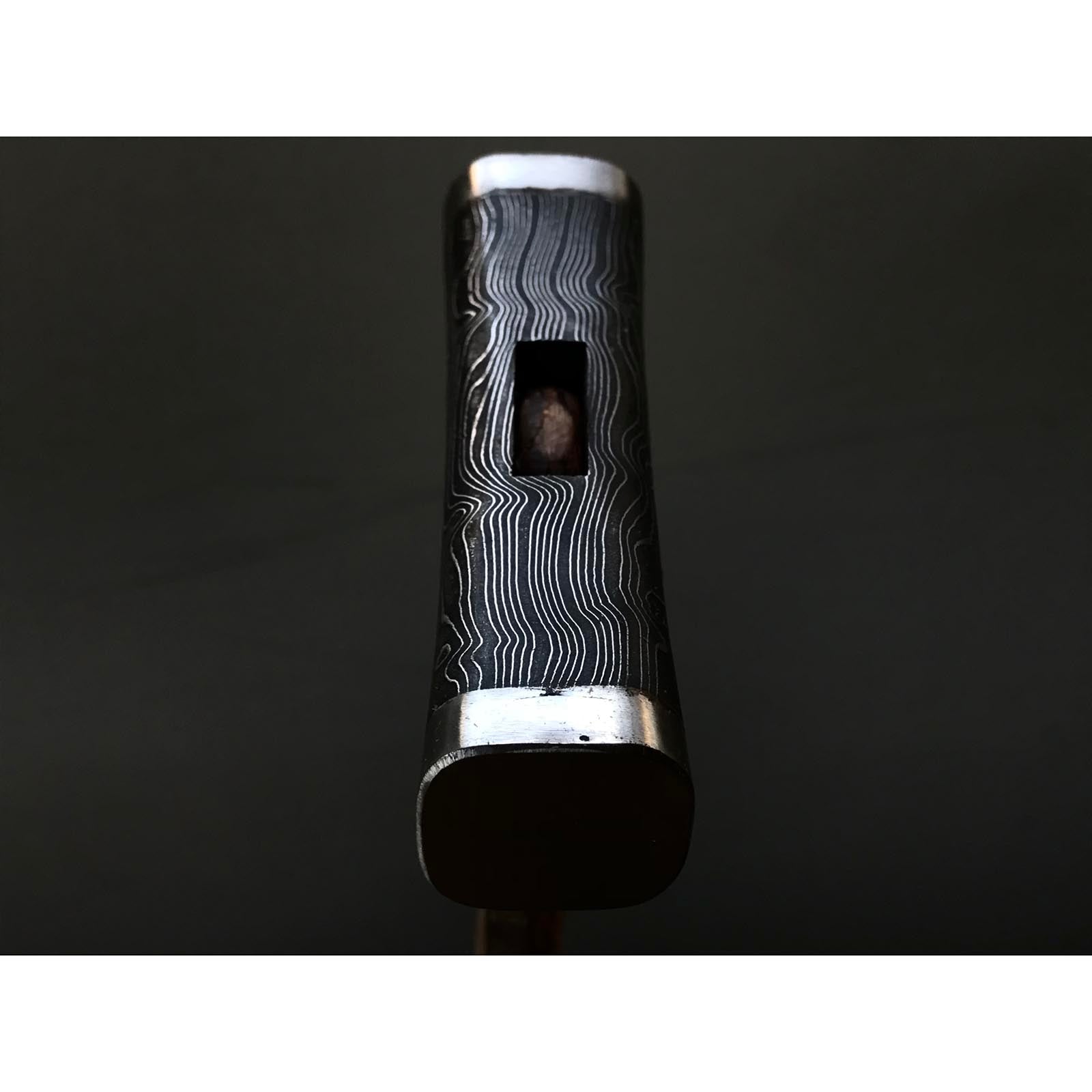 Old stock Masatsura Black Damascus Hand made Pasting steel Square Hammers 掘出し物 馬場正行 鋼付四角玄翁 黒木目 150匁