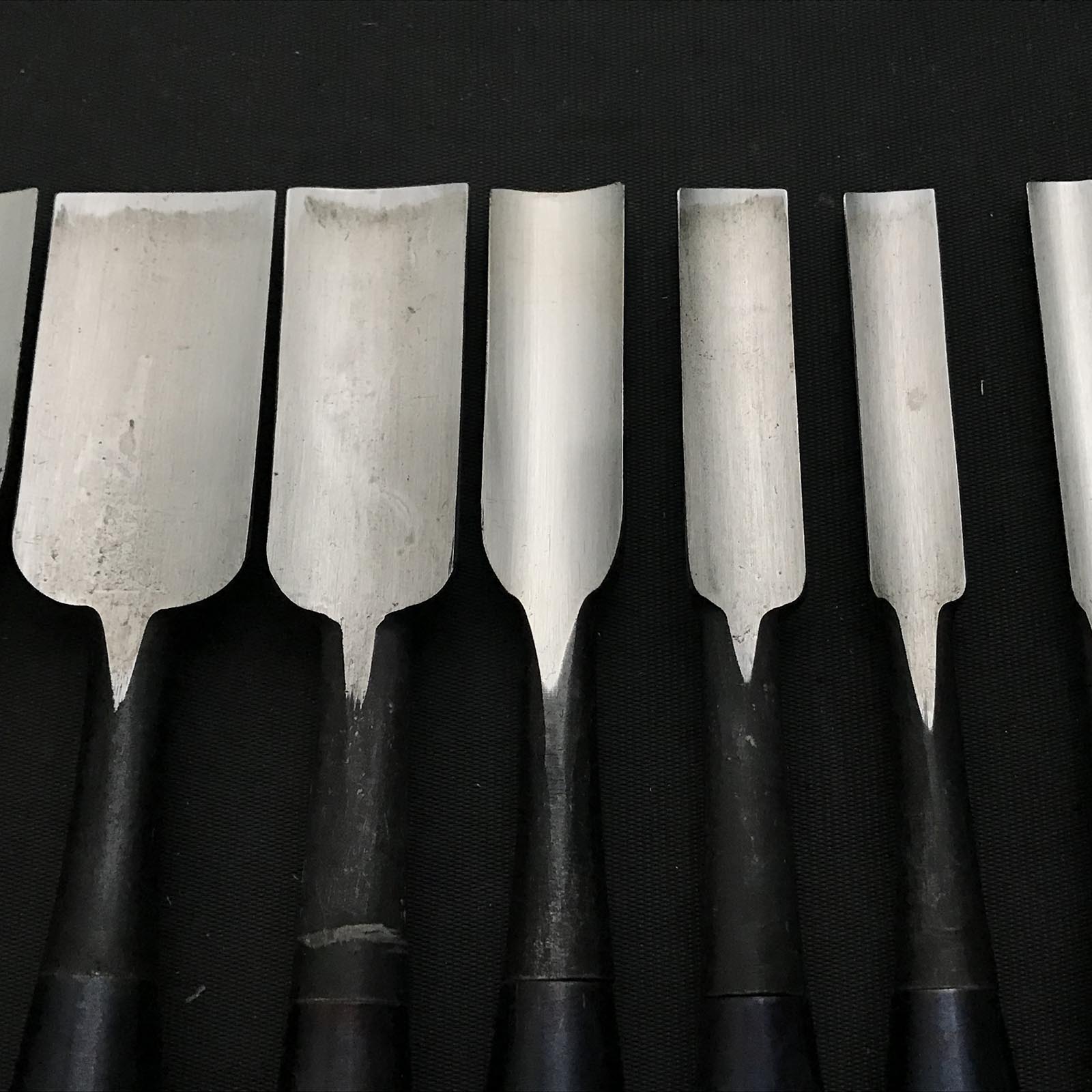 Old stock Uchimaru-Nomi Gouge Chisels set 掘出し物 内丸鑿 10本組鑿