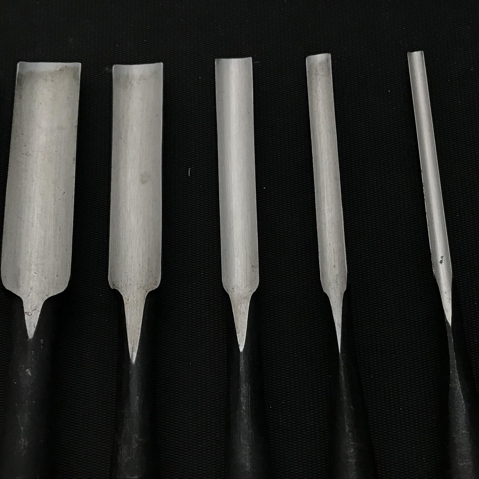 Old stock Uchimaru-Nomi Gouge Chisels set 掘出し物 内丸鑿 10本組鑿