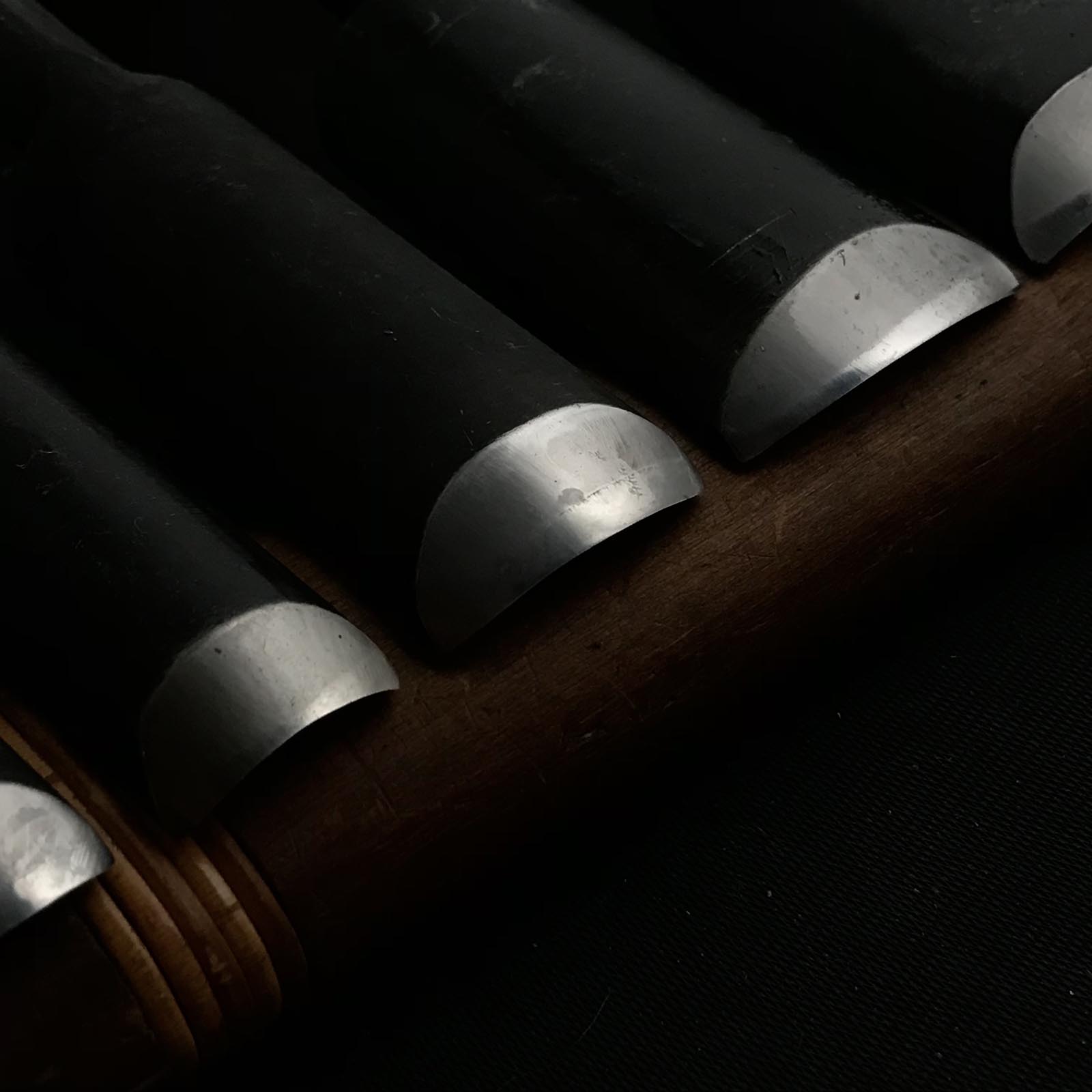 Old stock Uchimaru-Nomi Gouge Chisels set 掘出し物 内丸鑿 10本組鑿