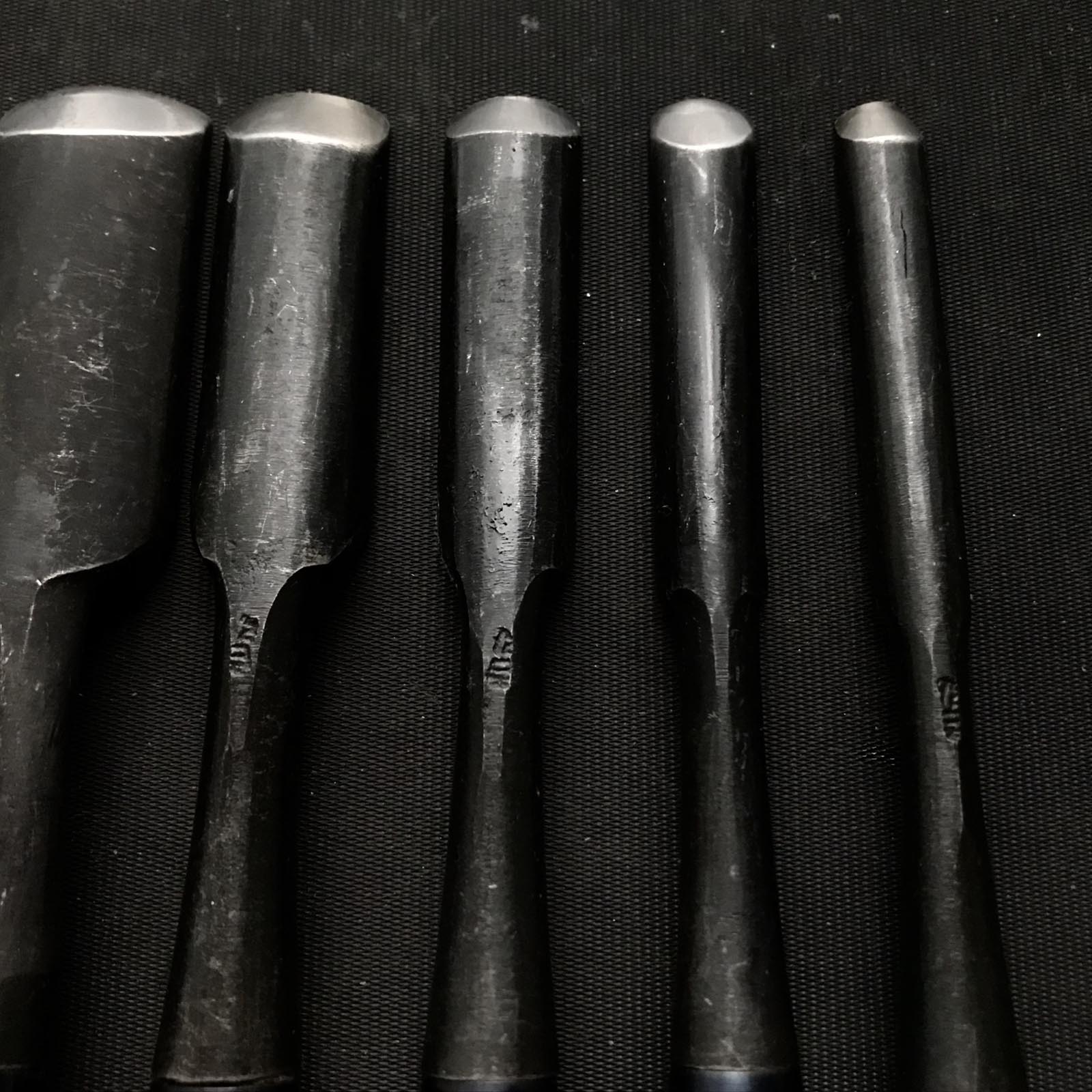 Old stock Uchimaru-Nomi Gouge Chisels (shallow U) 掘出し物 内丸鑿 浅丸 42,36,30,24,18,15,12,9mm