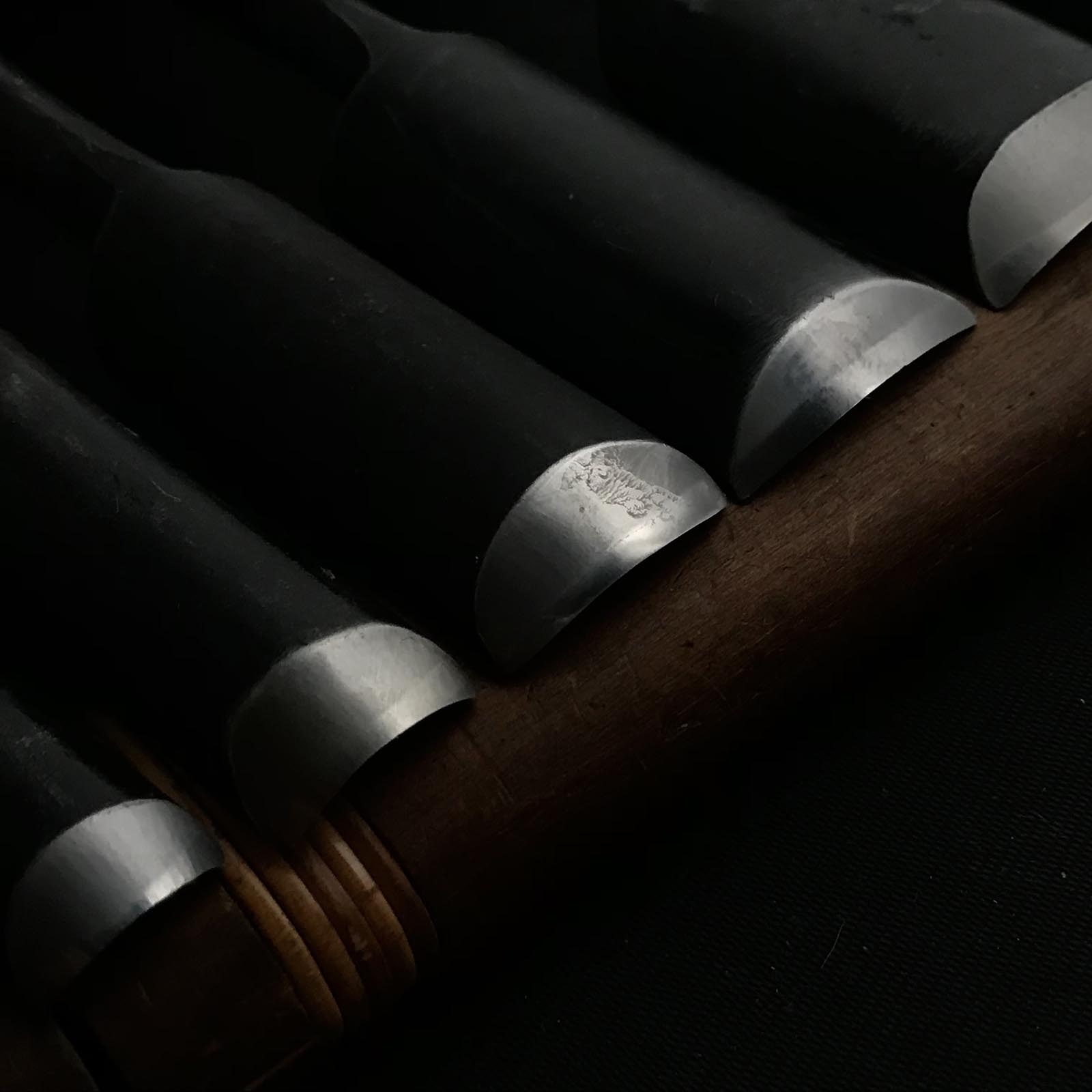 Old stock Uchimaru-Nomi Gouge Chisels (shallow U) 掘出し物 内丸鑿 浅丸 42,36,30,24,18,15,12,9mm