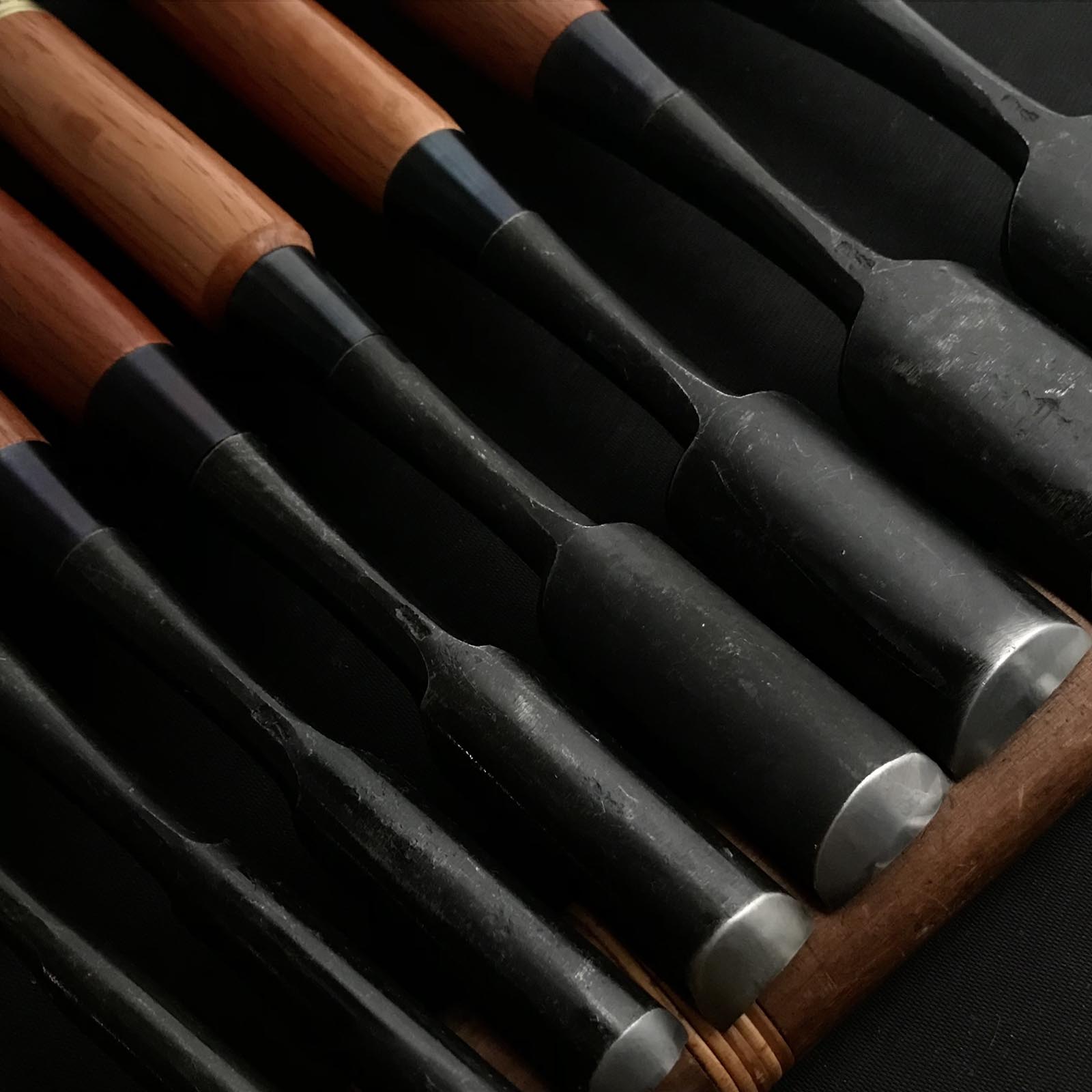 Old stock Uchimaru-Nomi Gouge Chisels (shallow U) 掘出し物 内丸鑿 浅丸 42,36,30,24,18,15,12,9mm