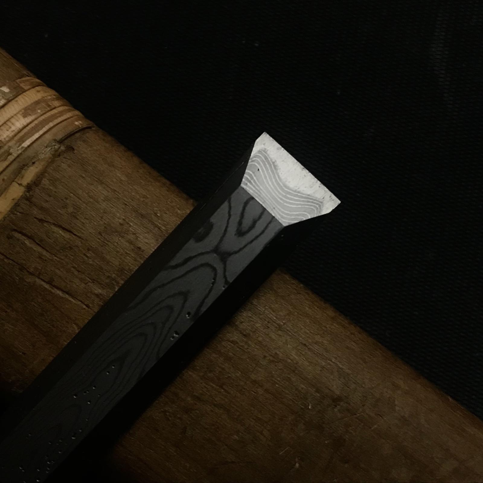 Old stock Kunikei 3rd Generation Early works Paring chisels 掘出し物 池田慶郎氏 三代目国慶作 早期作品 墨流し 薄鑿 12mm