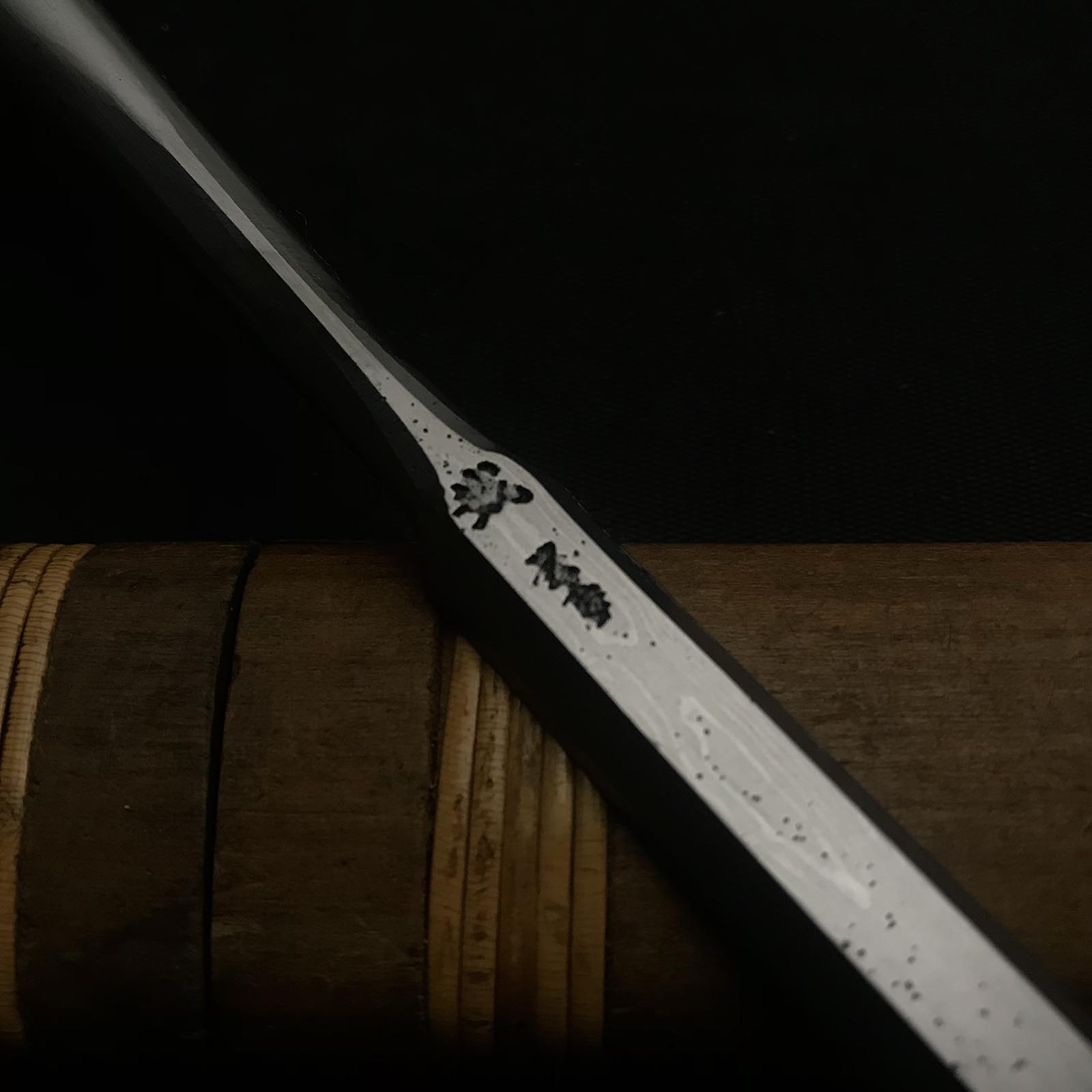 Old stock Kunikei 3rd Generation Early works Paring chisels 掘出し物 池田慶郎氏 三代目国慶作 早期作品 墨流し 薄鑿 12mm