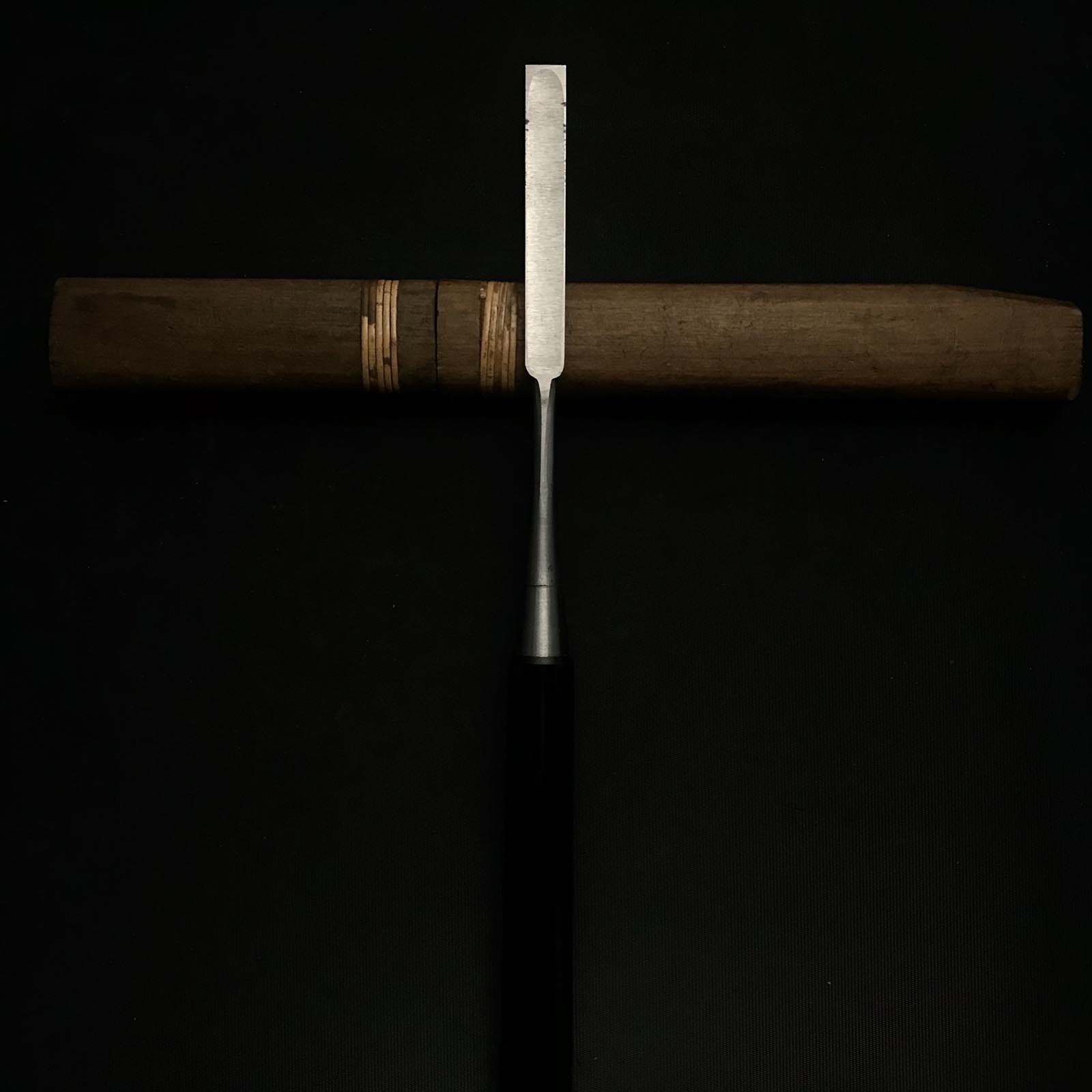 Old stock Kunikei 3rd Generation Early works Paring chisels 掘出し物 池田慶郎氏 三代目国慶作 早期作品 墨流し 薄鑿 12mm