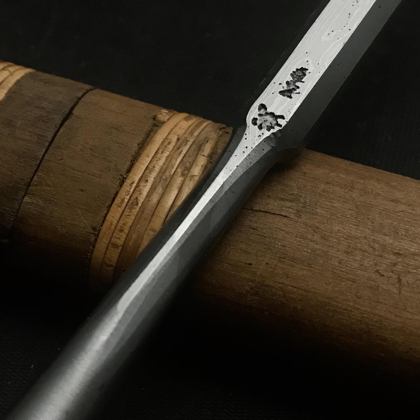 Old stock Kunikei 3rd Generation Early works Paring chisels 掘出し物 池田慶郎氏 三代目国慶作 早期作品 墨流し 薄鑿 12mm