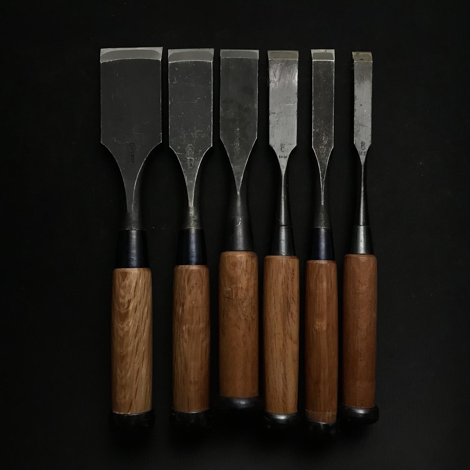 Old stock Damekiri chisels set 掘出し物 ダメ切り6本組鑿 Damekirinomi