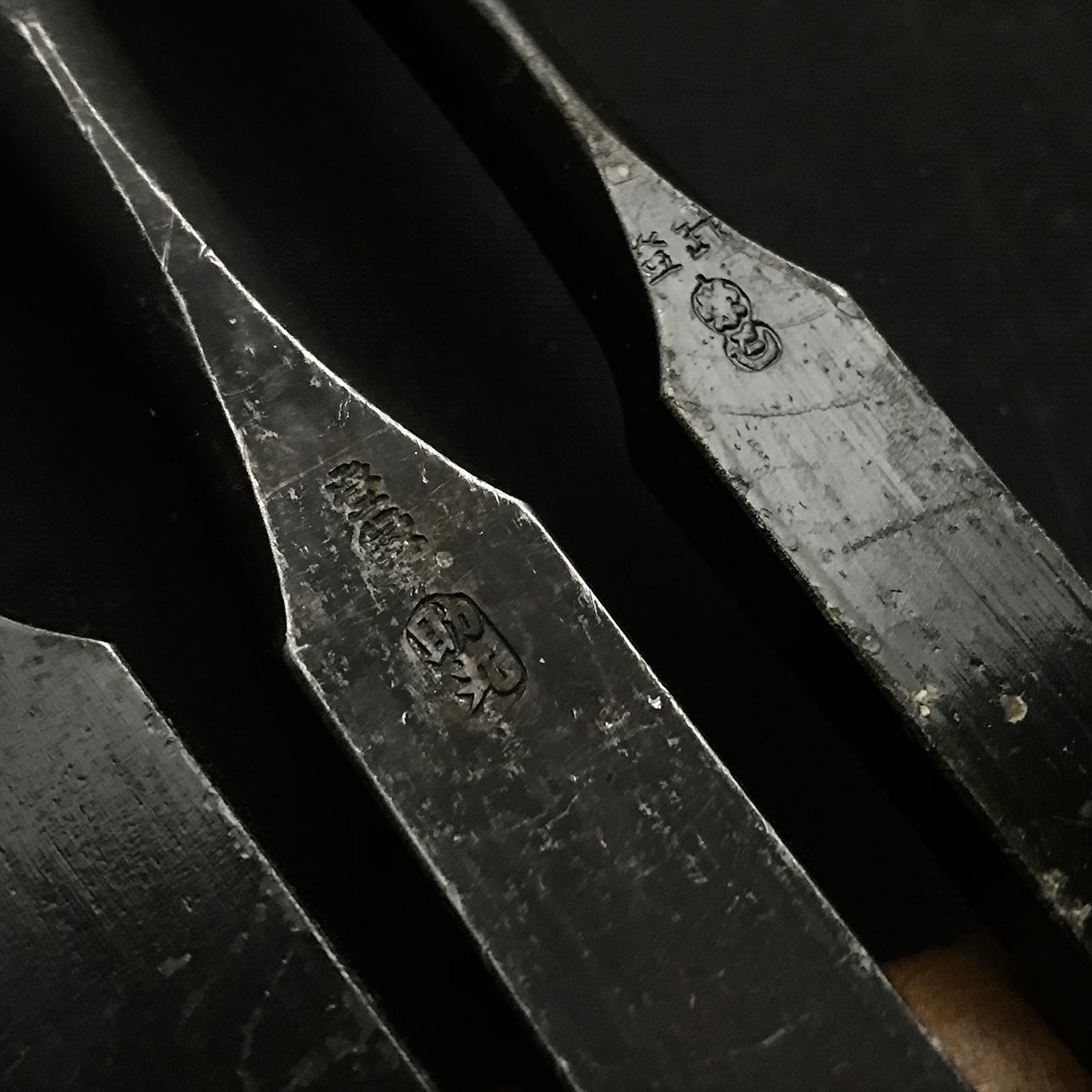 Old stock Damekiri chisels set 掘出し物 ダメ切り6本組鑿 Damekirinomi