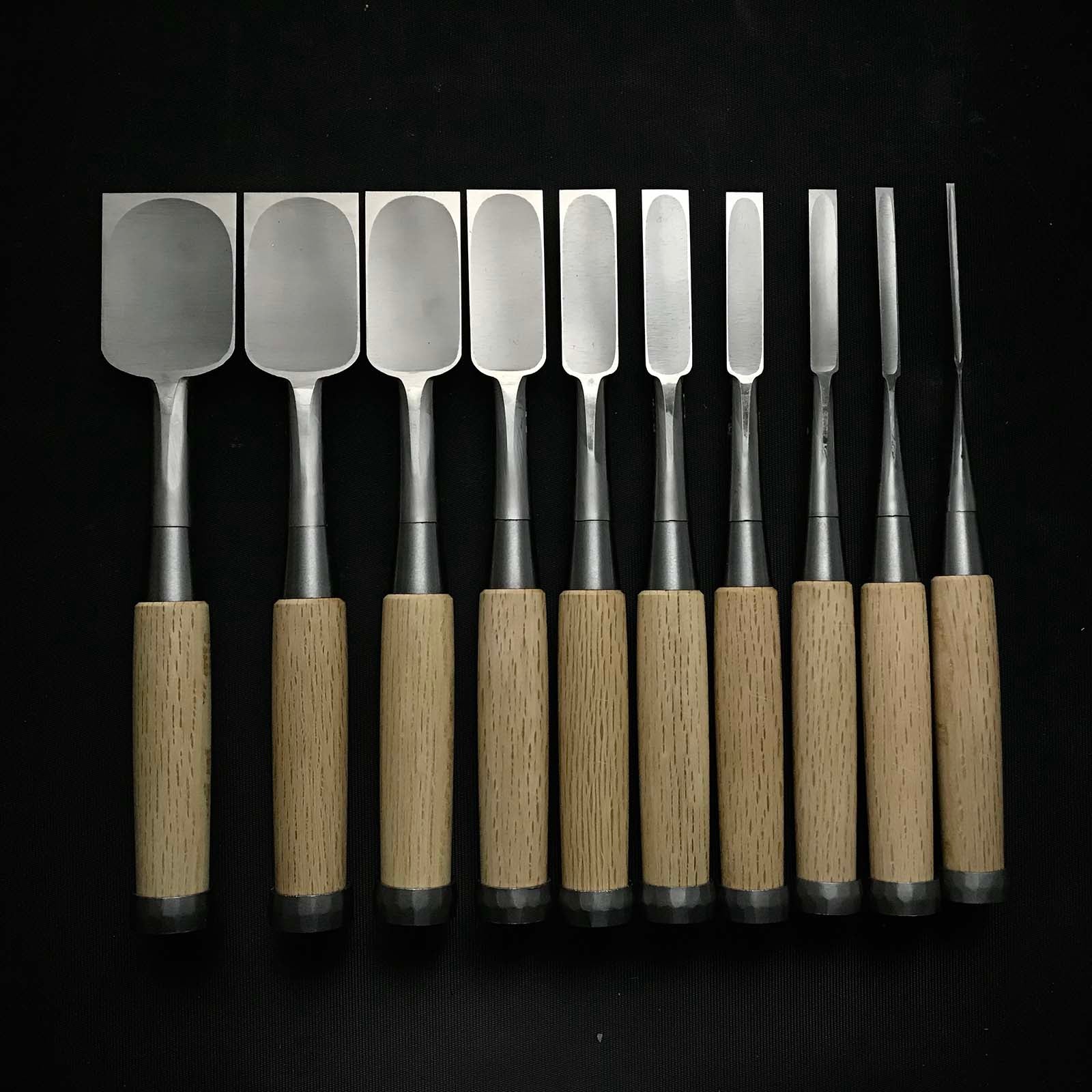 Kunikei 3rd Nenrin Bench chisels set by Ikeda Yoshiro 池田慶郎氏 三代目国慶作 年輪 追入組鑿 Oirenomi