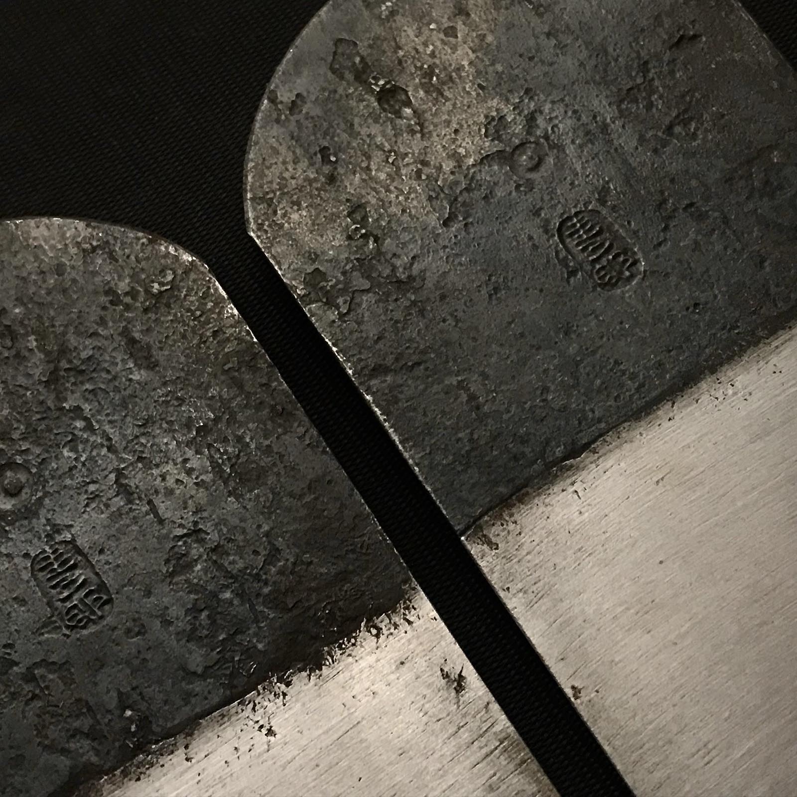 旧蔵 慶三郎 鉋鉋セット(キワカンナ) 青鋼 圭三郎 際鉋 左右セット 54mm