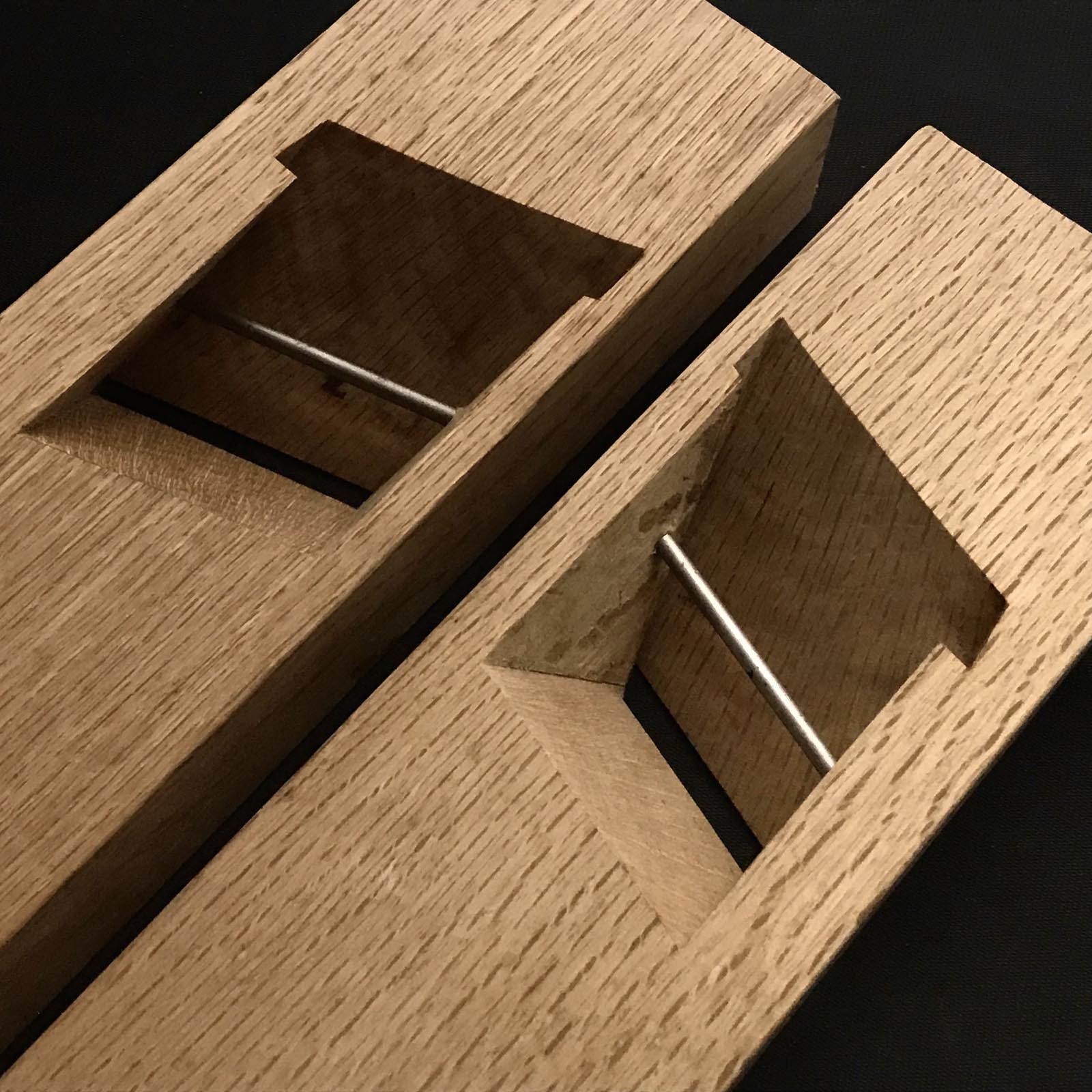 旧蔵 慶三郎 鉋鉋セット(キワカンナ) 青鋼 圭三郎 際鉋 左右セット 54mm