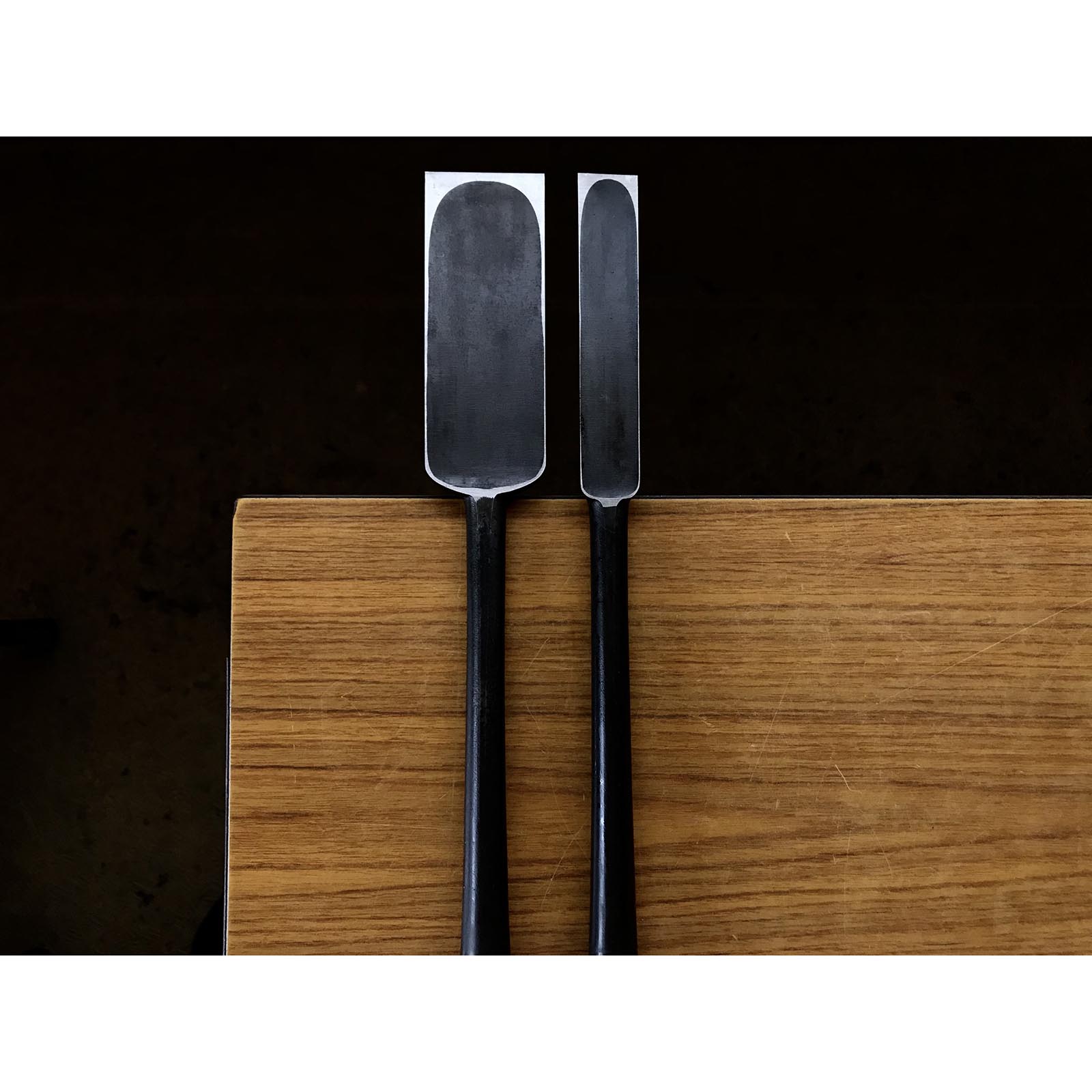 Old stock Kunikei Slick Chisels set by Ikeda Yoshiro (Ootsuki-nomi, Hontsuki-Nomi) 掘出し物 池田慶郎氏 三代目国慶作 本突き組鑿 48,24mm