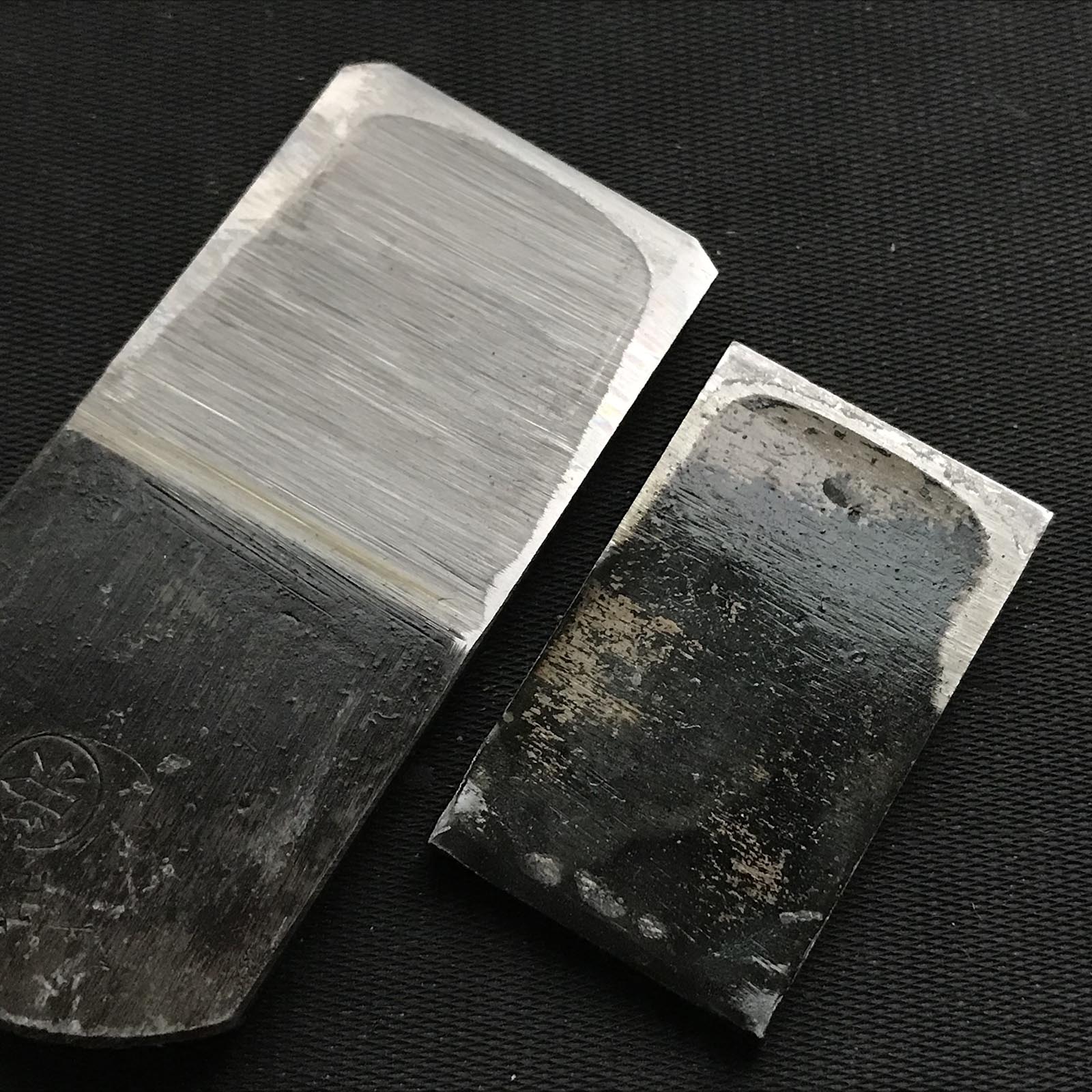 Old stock Marue Chamfer Plane 60° with blue steel 掘出し物 マル栄 猿面取鉋 黒檀張り 30mm