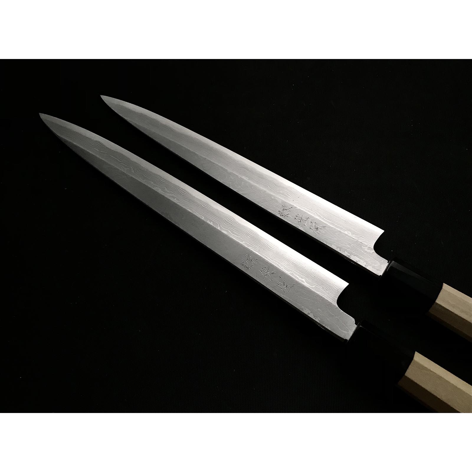 Kouetsu Damascus Finish Yanagiba Bocho with Blue steel 侊悦 青紙鋼 墨流し 柳刃包丁 240mm 270mm