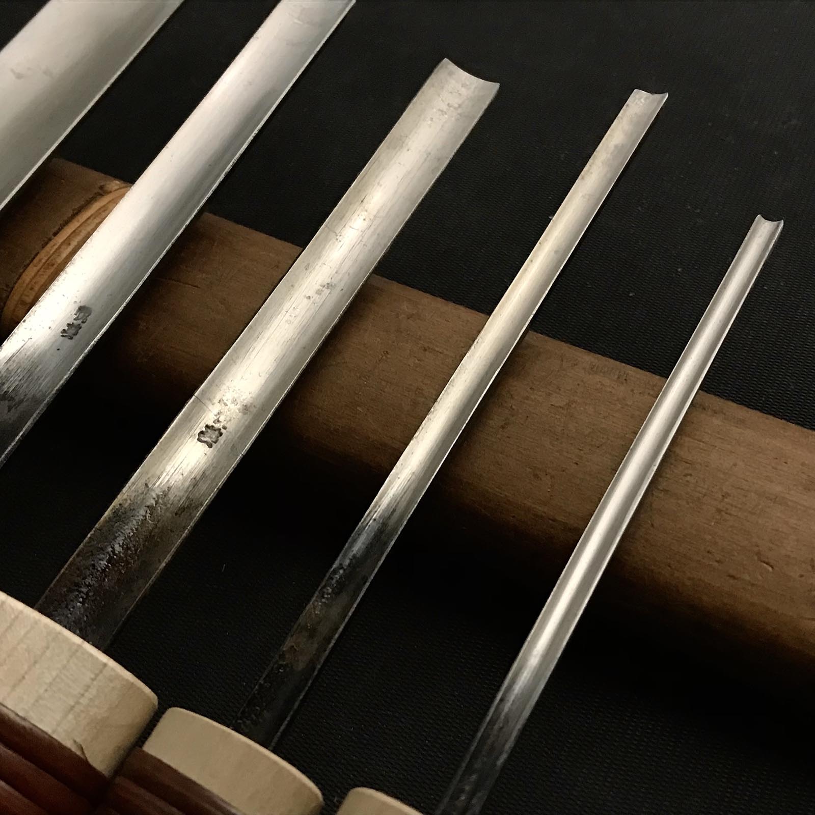 Old stock Etsue Uchimaru Gouge Chisels with Blue steel 掘出し物 悦英 内丸彫刻刀 青紙鋼