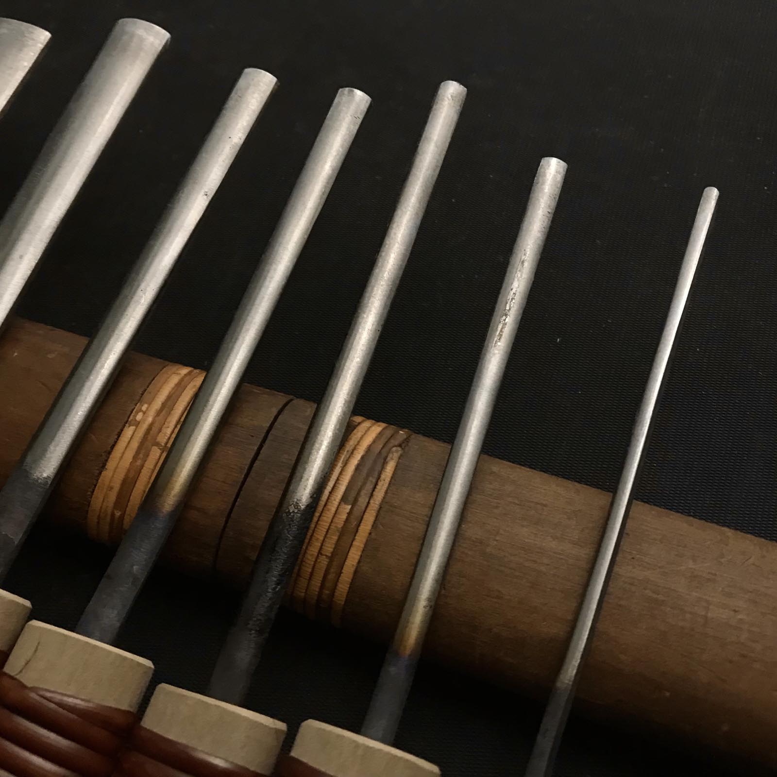 旧蔵 外丸能見 ノミセット 青鋼掘り出し物 外丸彫刻刀9本組 青紙鋼