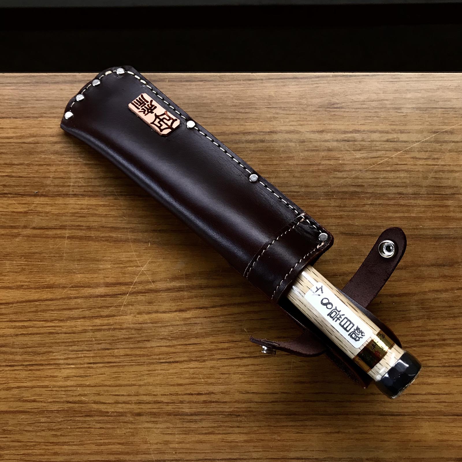 Tasai Tsuchime Special Bench chisels (Wakisashi Nomi) with leather bag 田斎作 槌目 脇差し鑿 追入鑿 24mm