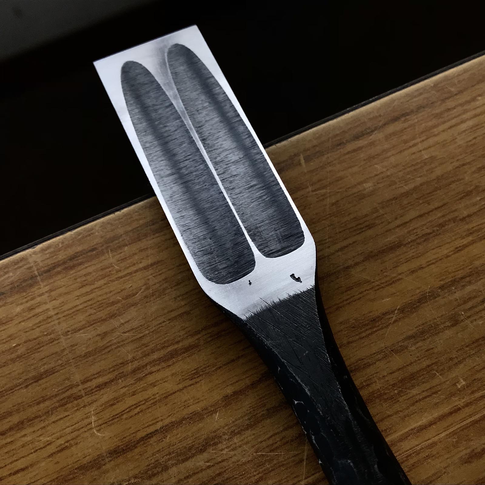 Tasai Tsuchime Special Bench chisels (Wakisashi Nomi) with leather bag 田斎作 槌目 脇差し鑿 追入鑿 24mm