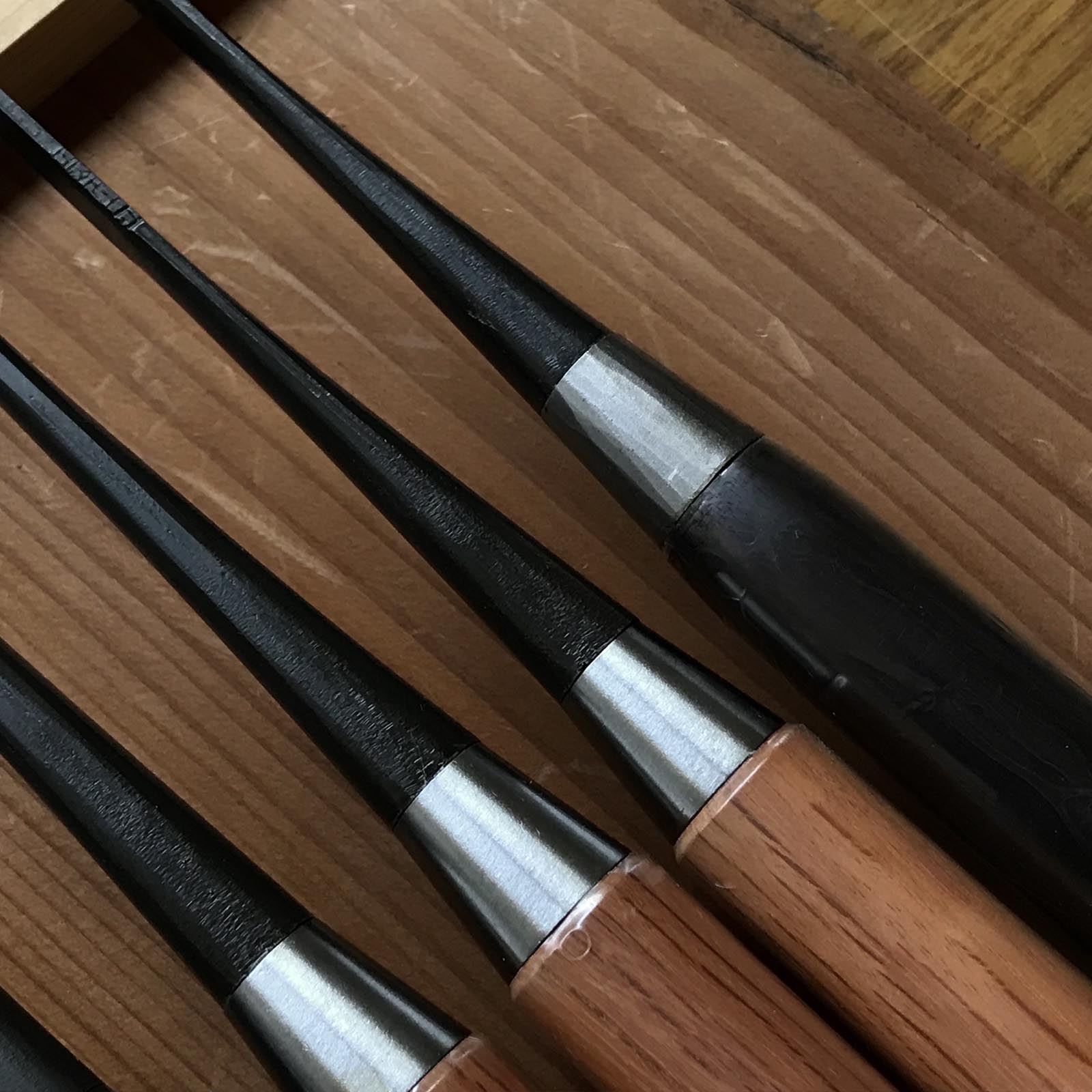 Tasai Paring chisels (Usunomi) with blue steel 田斎作 黒仕上 薄鑿 1.5~48mm