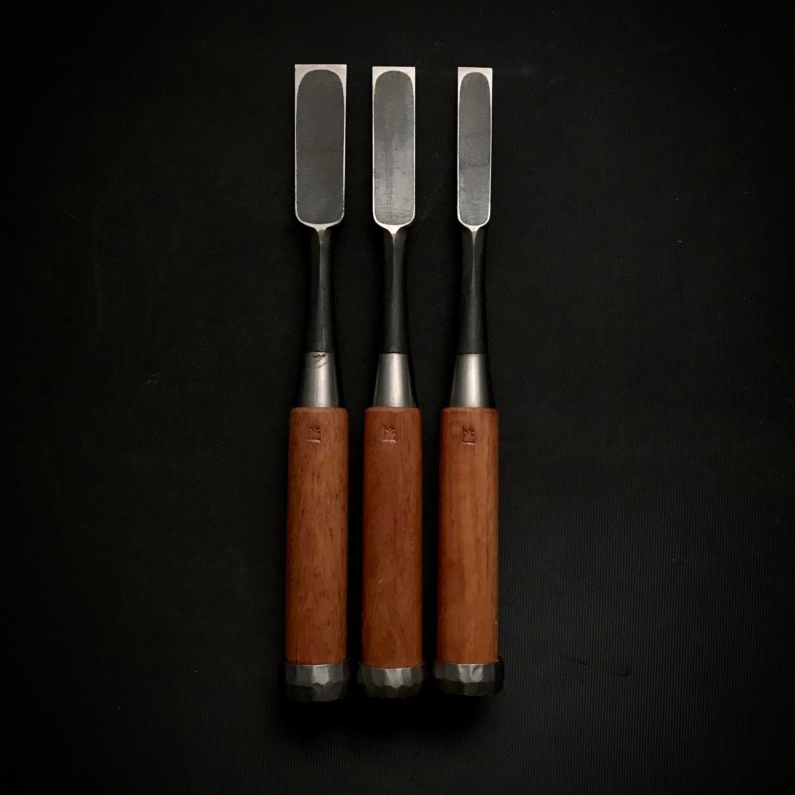 Old stock Kiyohisa Bench chisels by Watanabe Kiyoe 掘出し物 渡辺清栄作 清久 追入鑿 Oirenomi 12,15,18mm