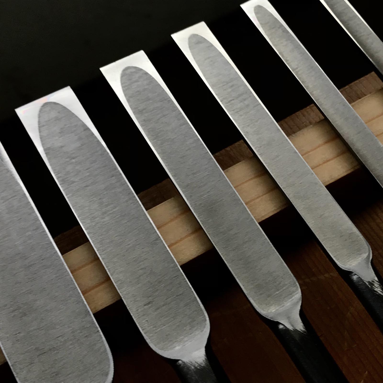 Tasai Paring chisels (Usunomi) with blue steel 田斎作 黒仕上 薄鑿 1.5~48mm