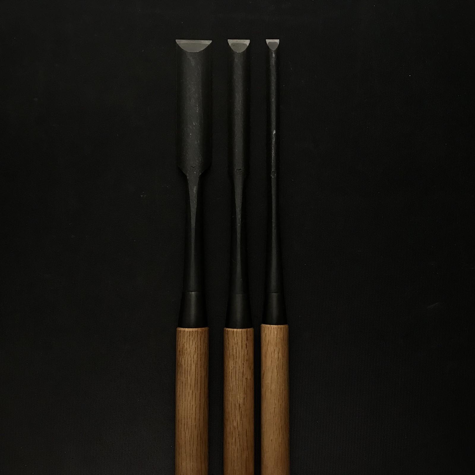 Old stock Koumaru Type Kanetake Paring chisels set 掘出し物 カネ武 甲丸薄鑿 Usunomi