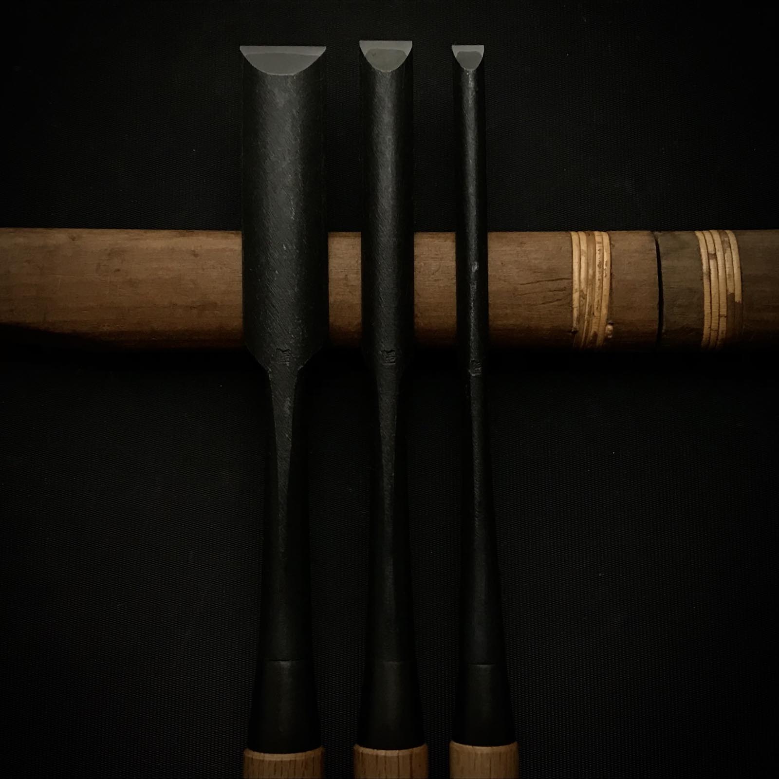 Old stock Koumaru Type Kanetake Paring chisels set 掘出し物 カネ武 甲丸薄鑿 Usunomi